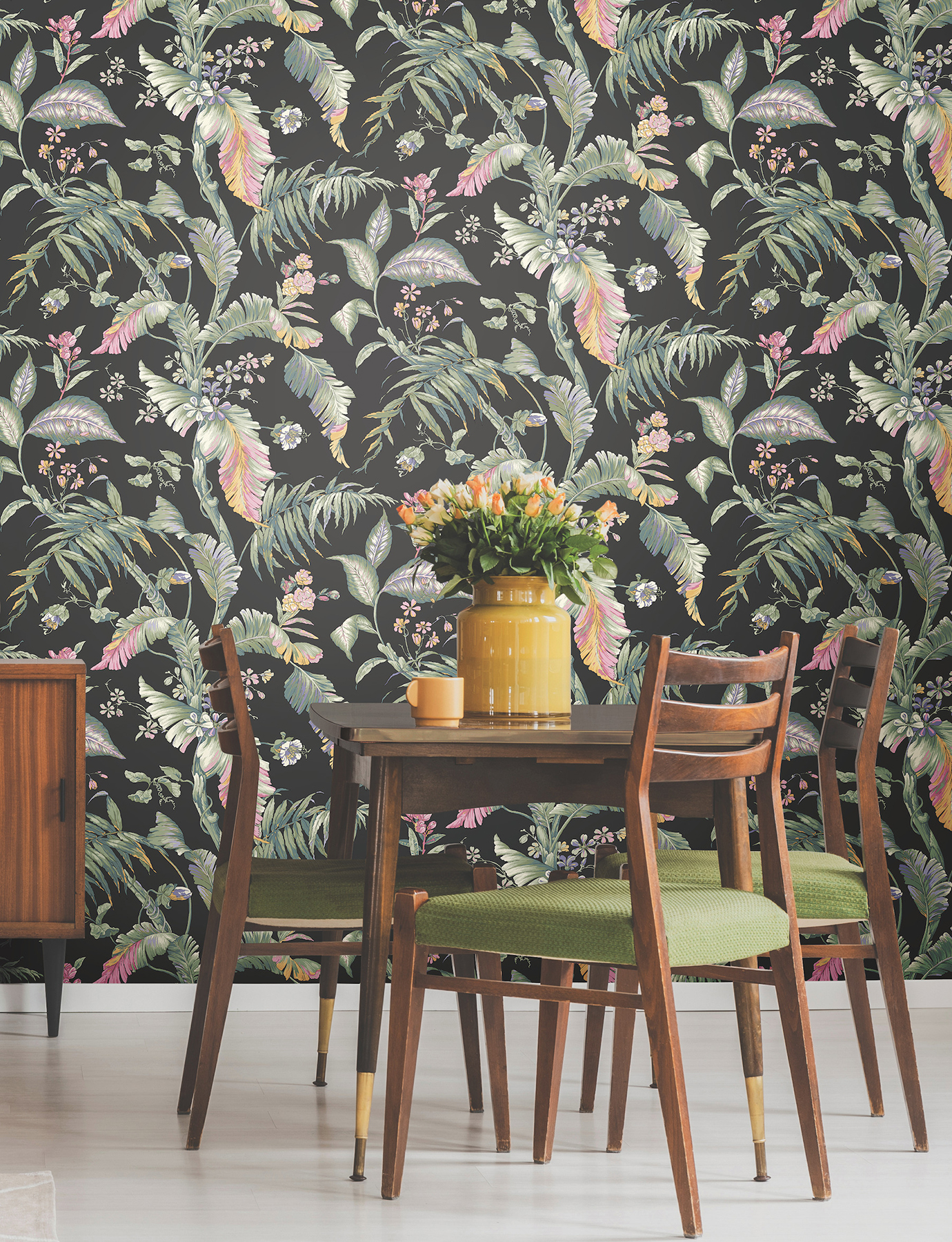 Fiji Garden Black Peel & Stick Wallpaper