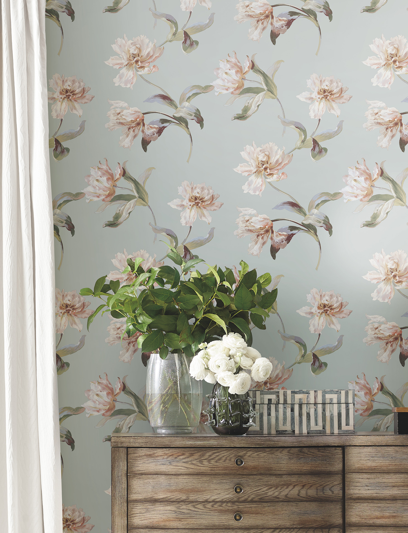Large Parrot Tulip White Peel & Stick Wallpaper