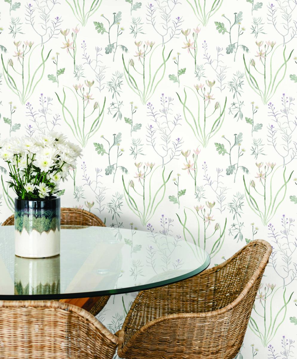 Watercolor Botanicals Premium Peel and Stick Wallpaper by York