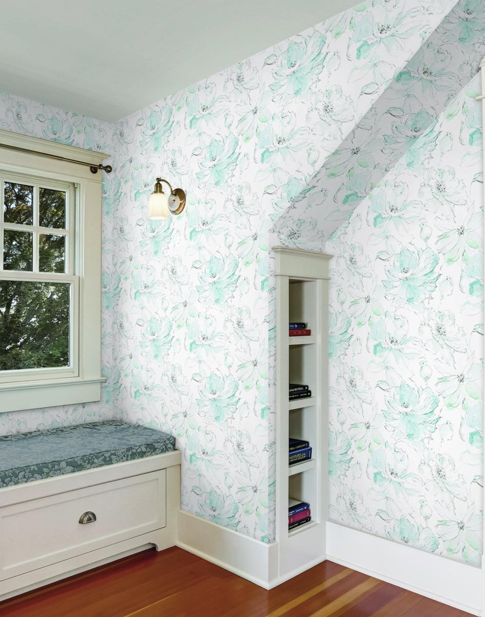 Watercolor Botanicals Premium Peel and Stick Wallpaper by York
