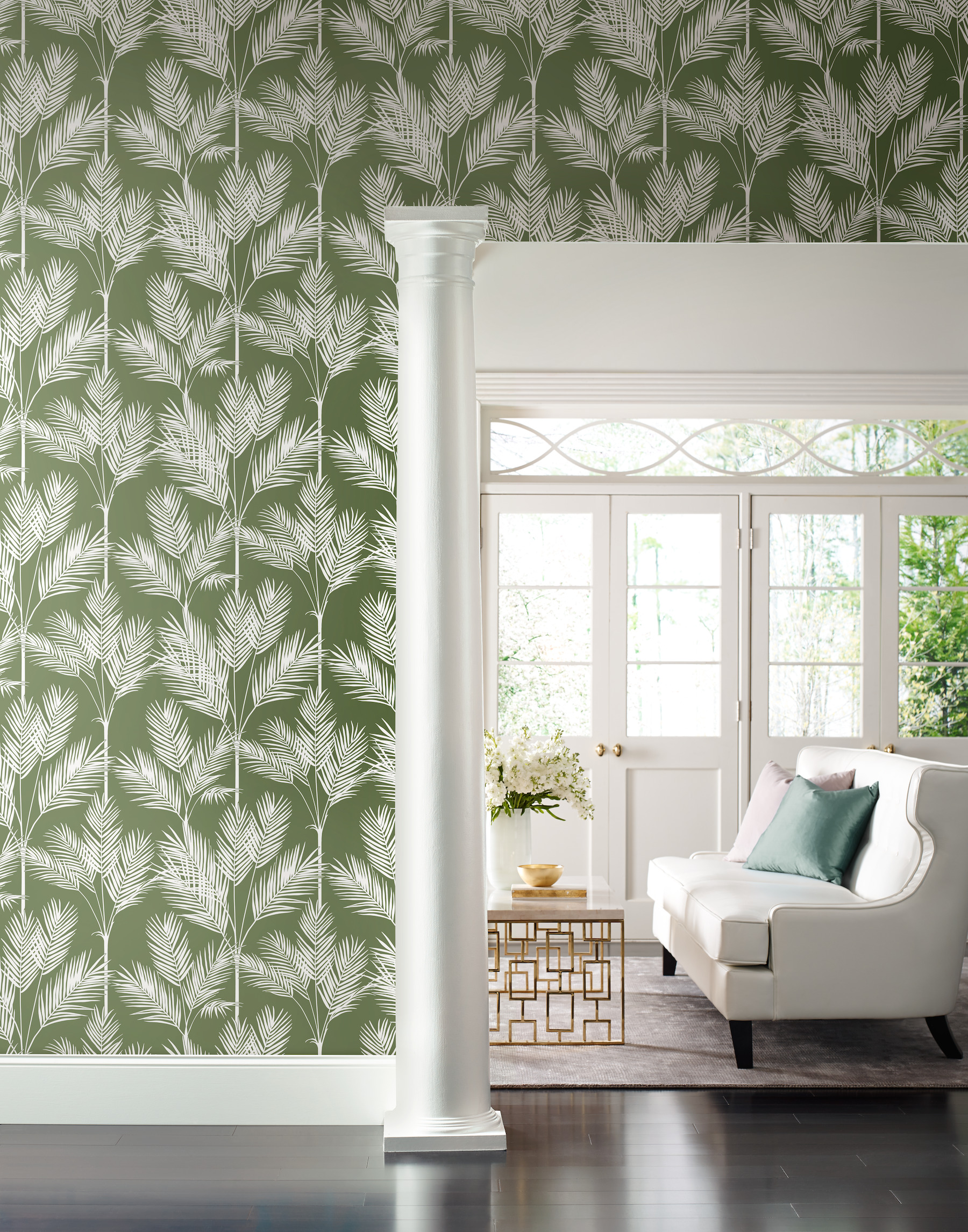 King Palm Silhouette Green Wallpaper