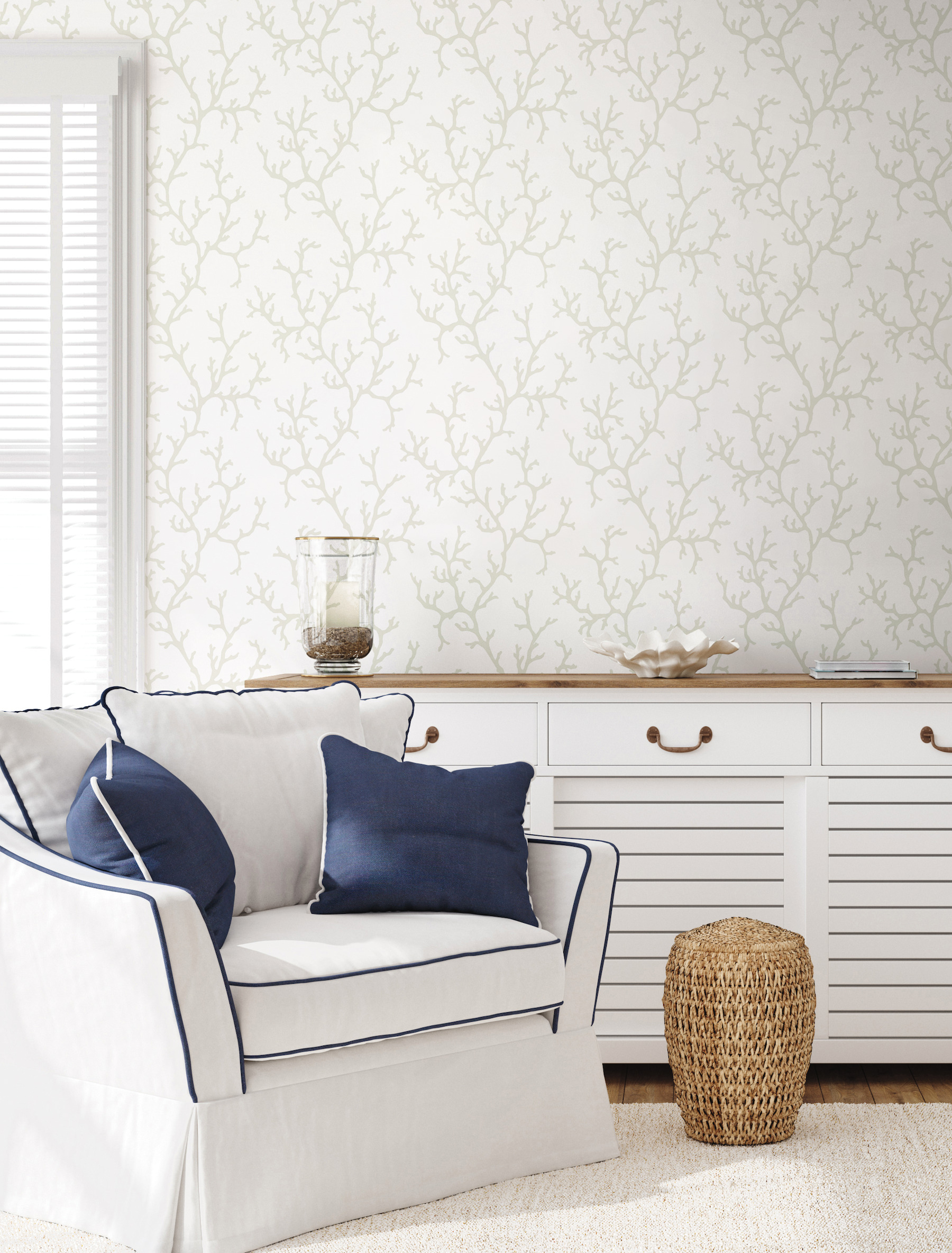 Coral Island White Wallpaper