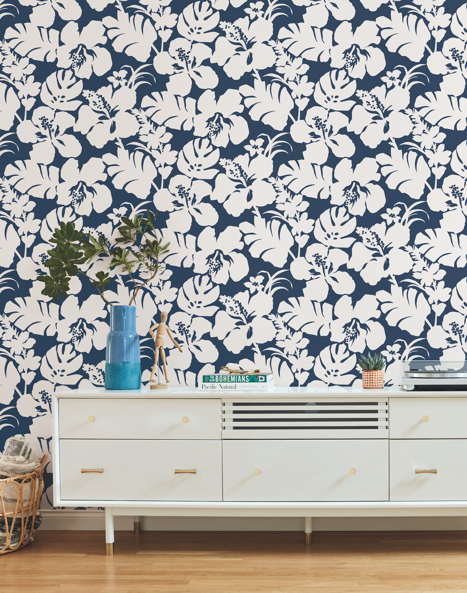 Hibiscus Arboretum Navy Wallpaper