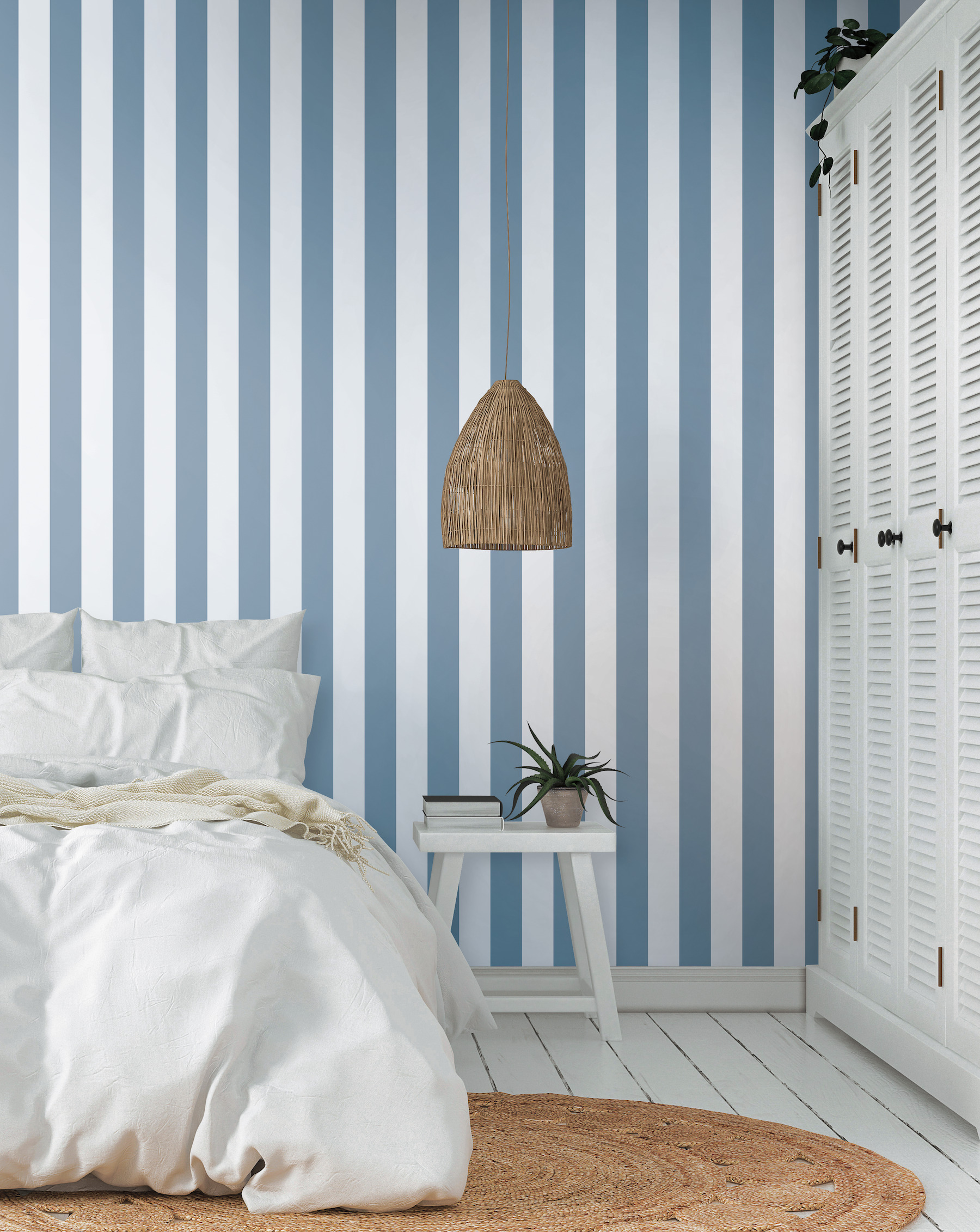 Awning Stripe Blue Wallpaper