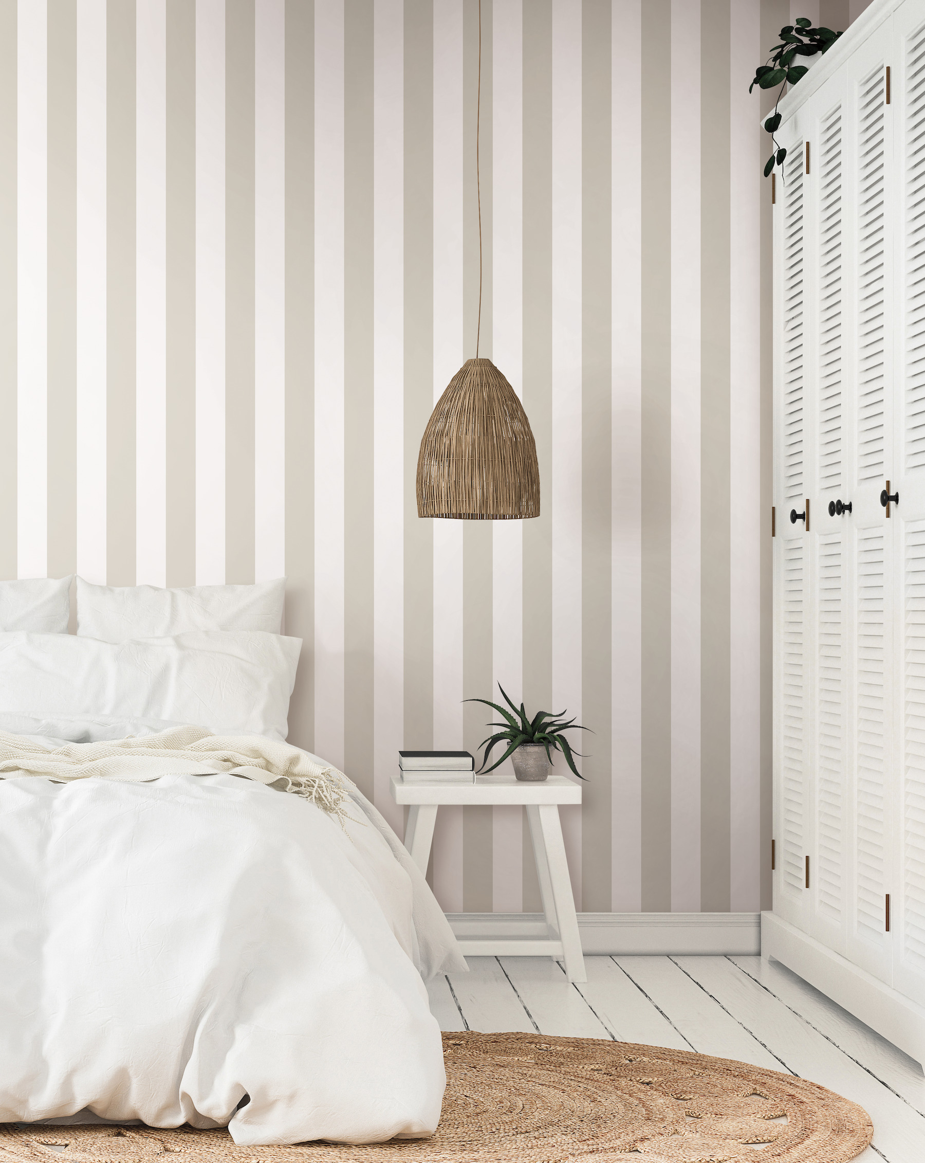 Awning Stripe Cream Wallpaper