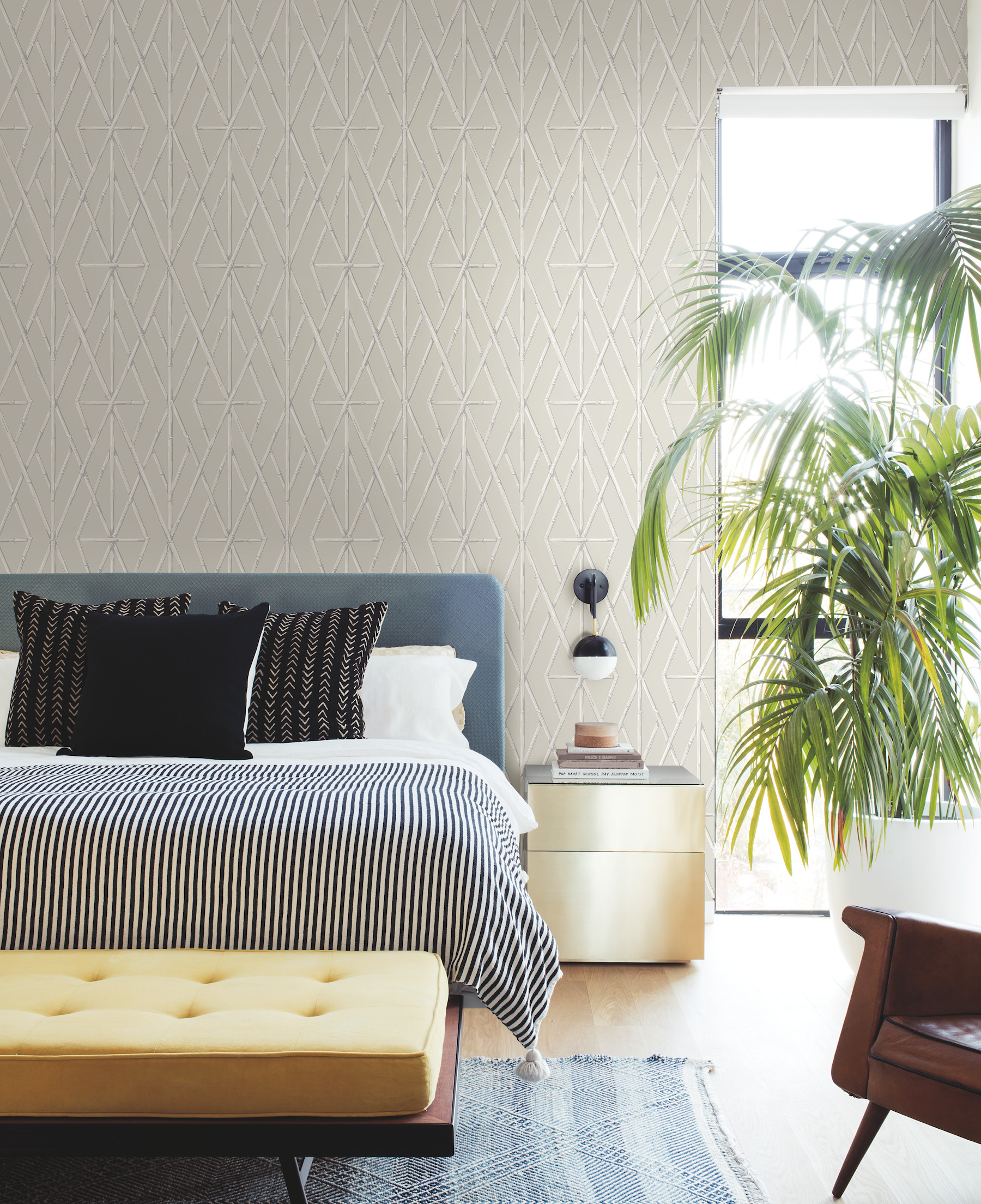 Riviera Bamboo Trellis Cream Wallpaper