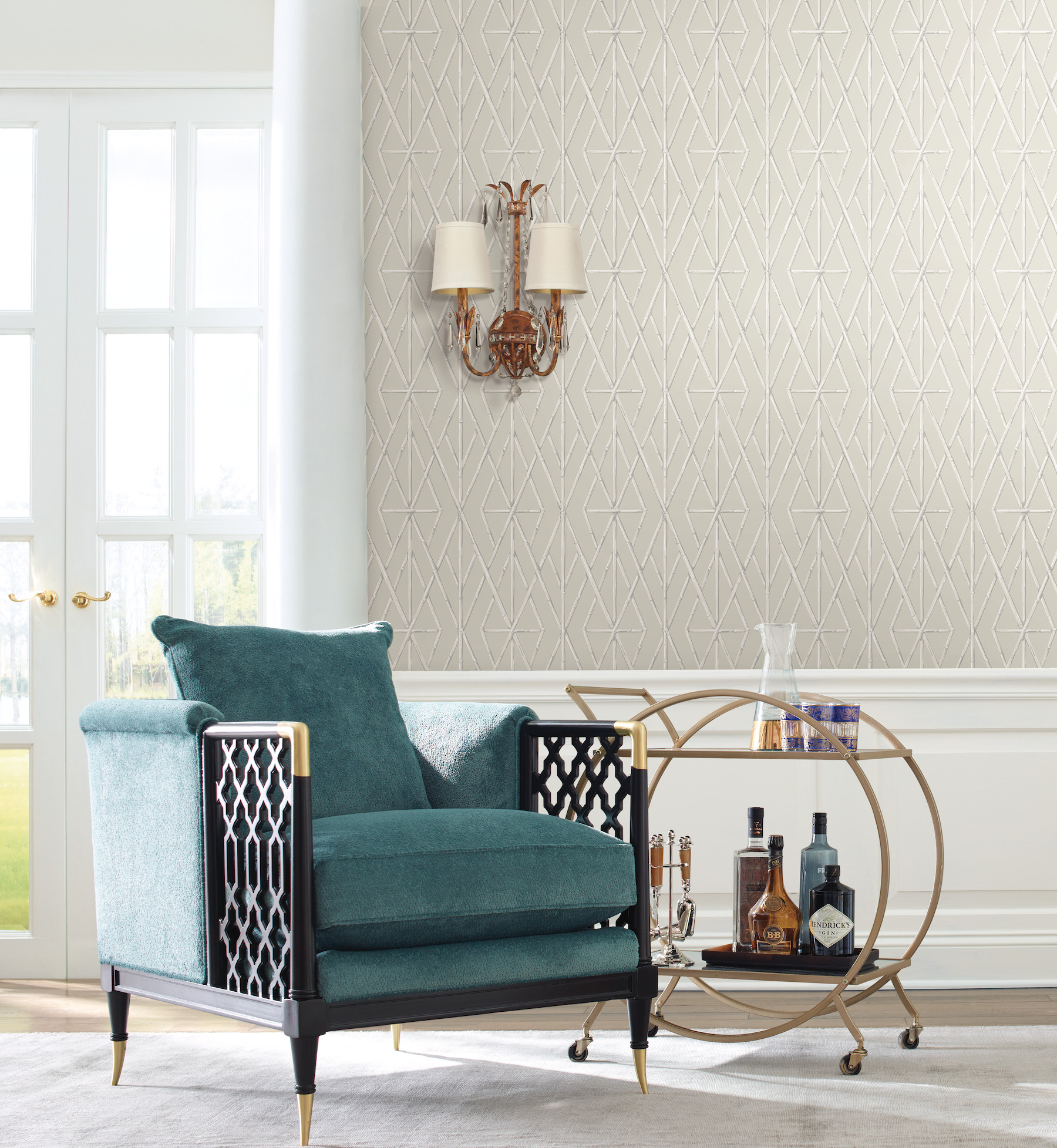 Riviera Bamboo Trellis Cream Wallpaper