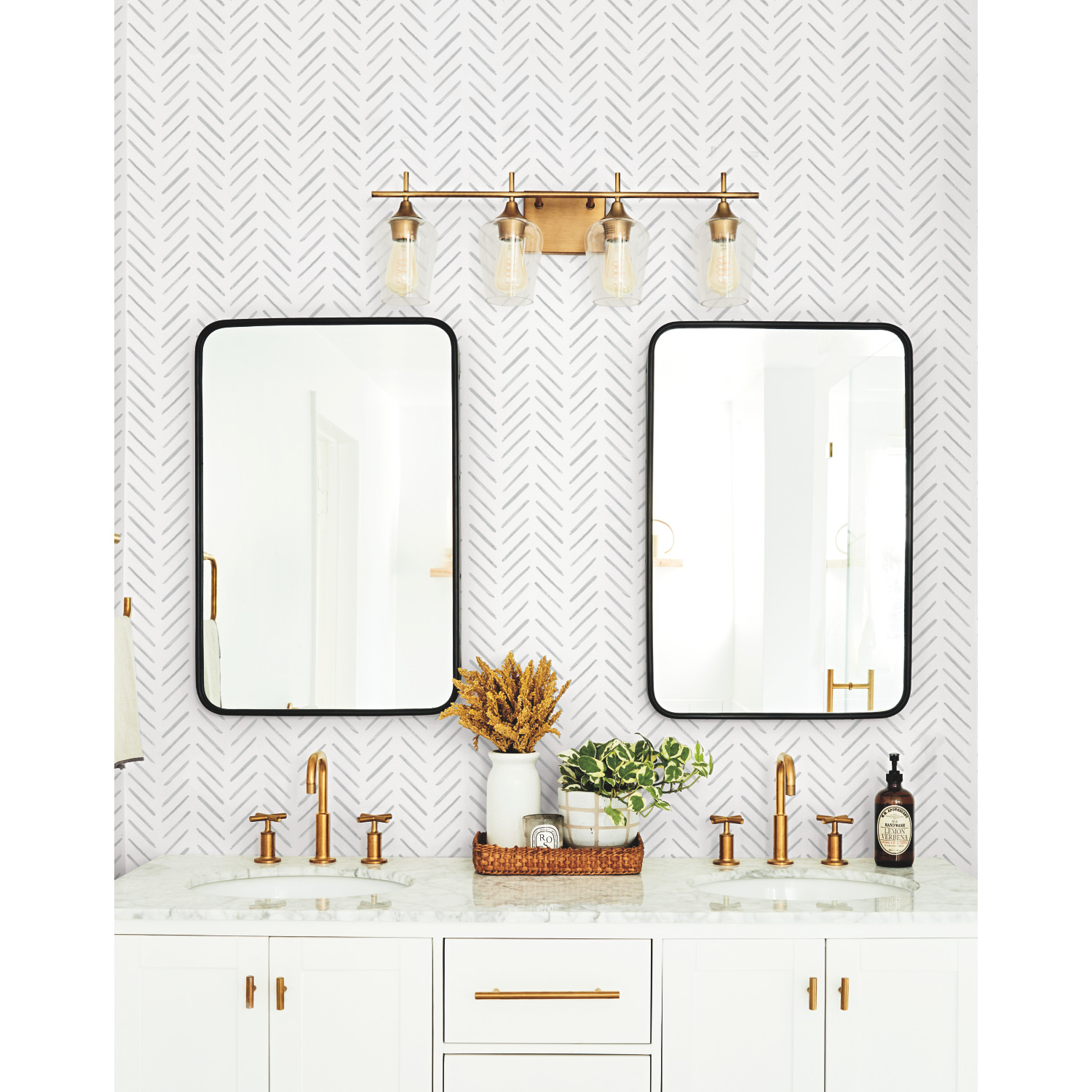 Painted Herringbone Grey Wallpaper