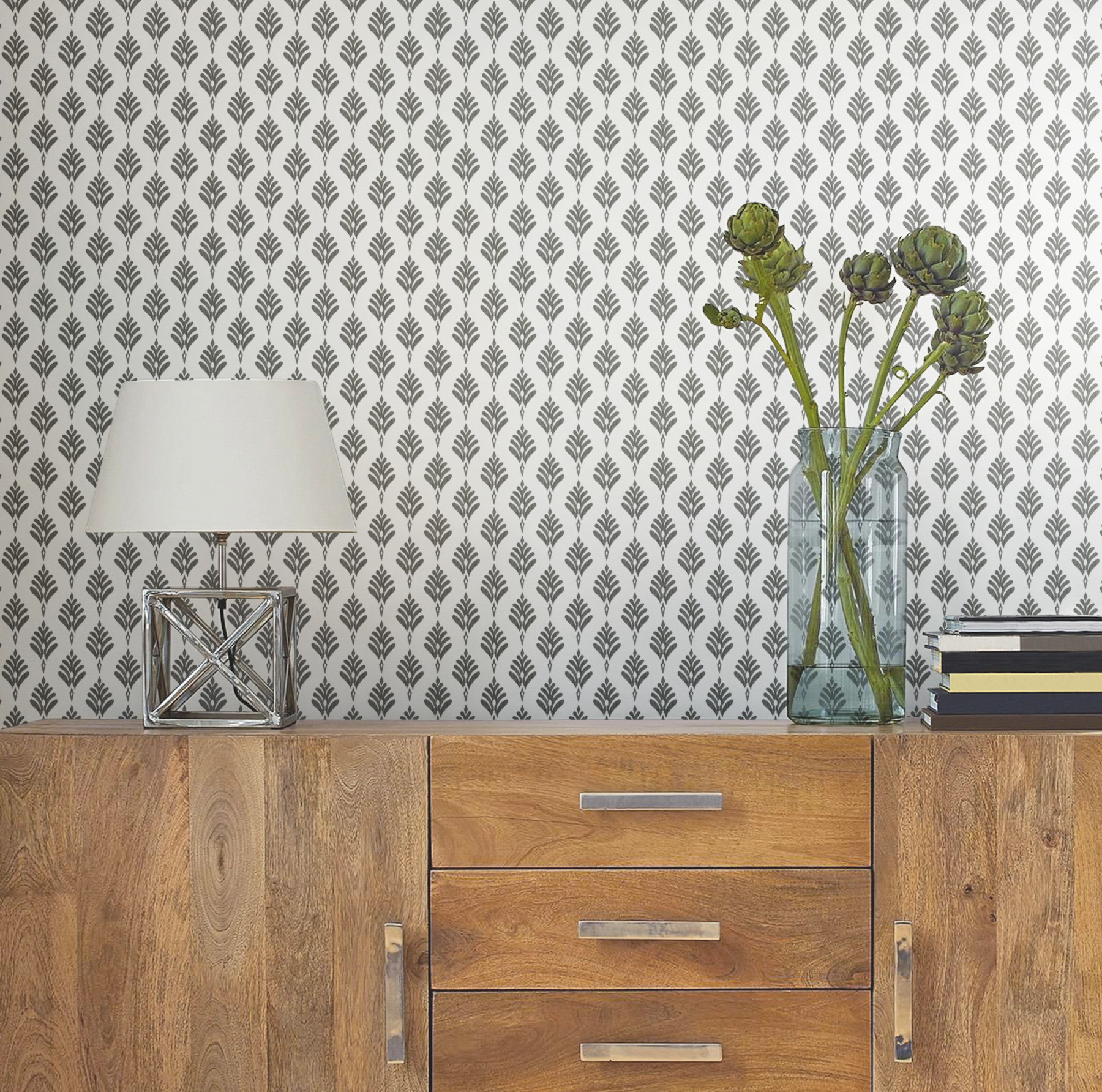 French Scallop Grey Wallpaper