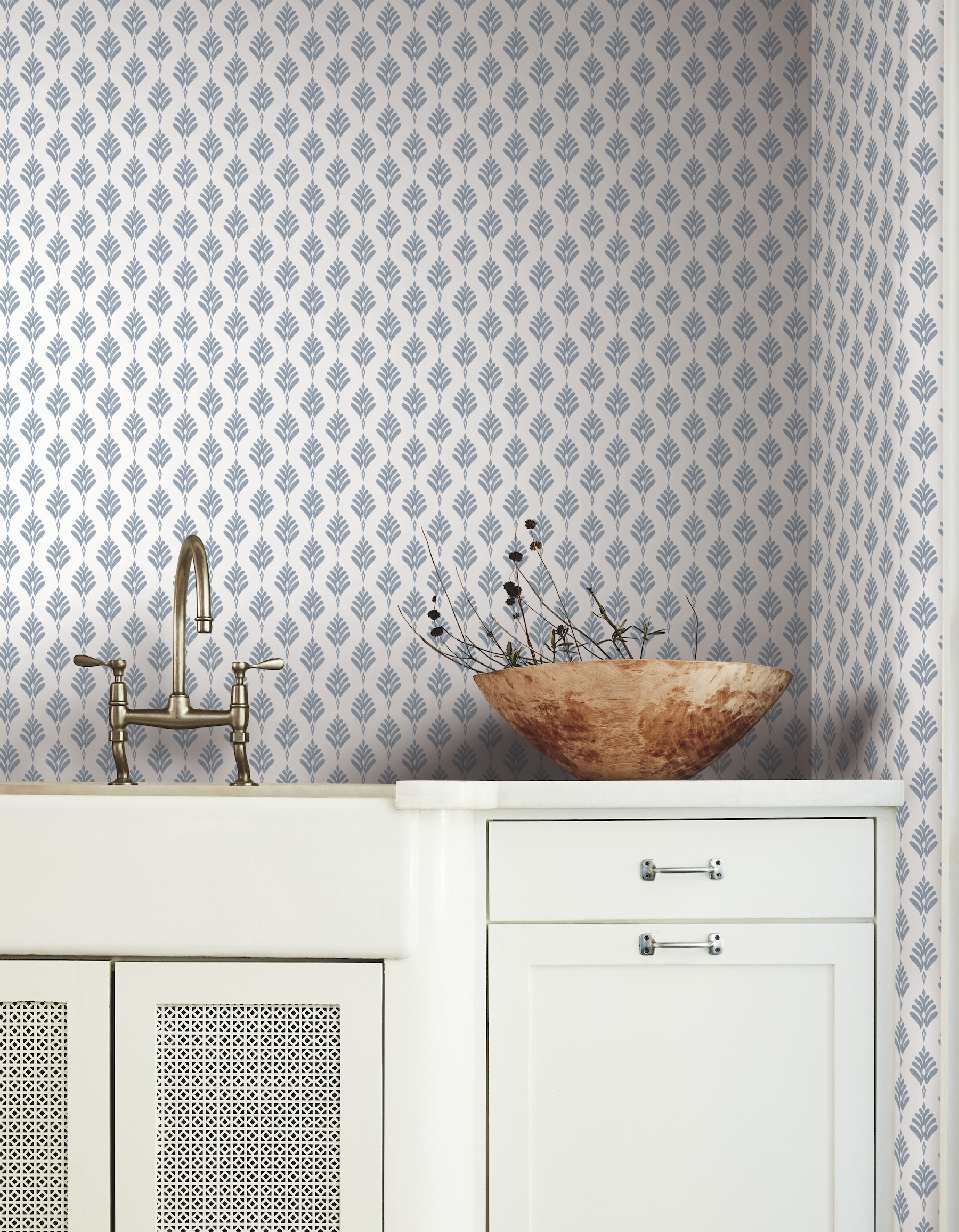 French Scallop Blue Wallpaper