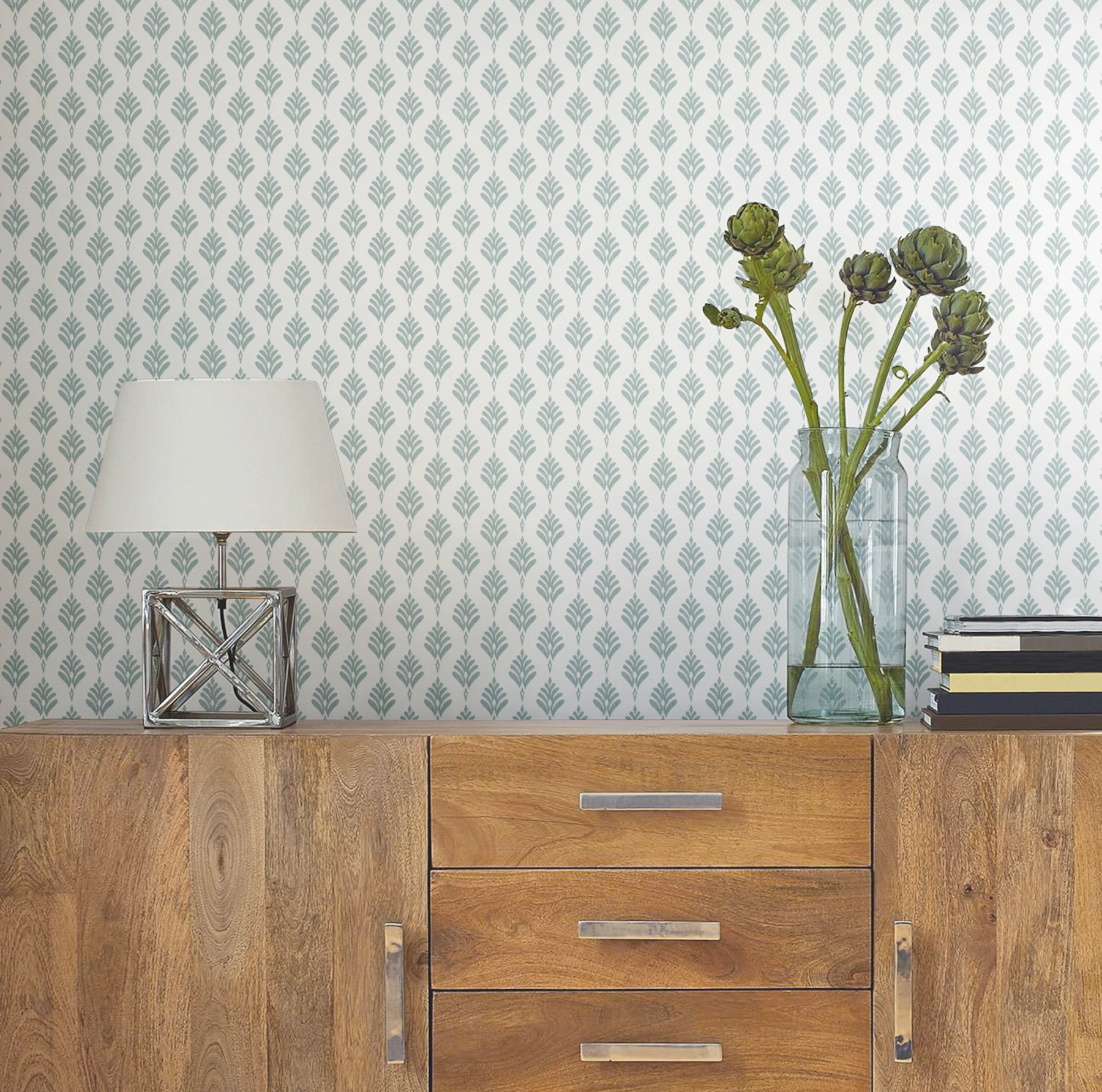 French Scallop Light Grey Wallpaper