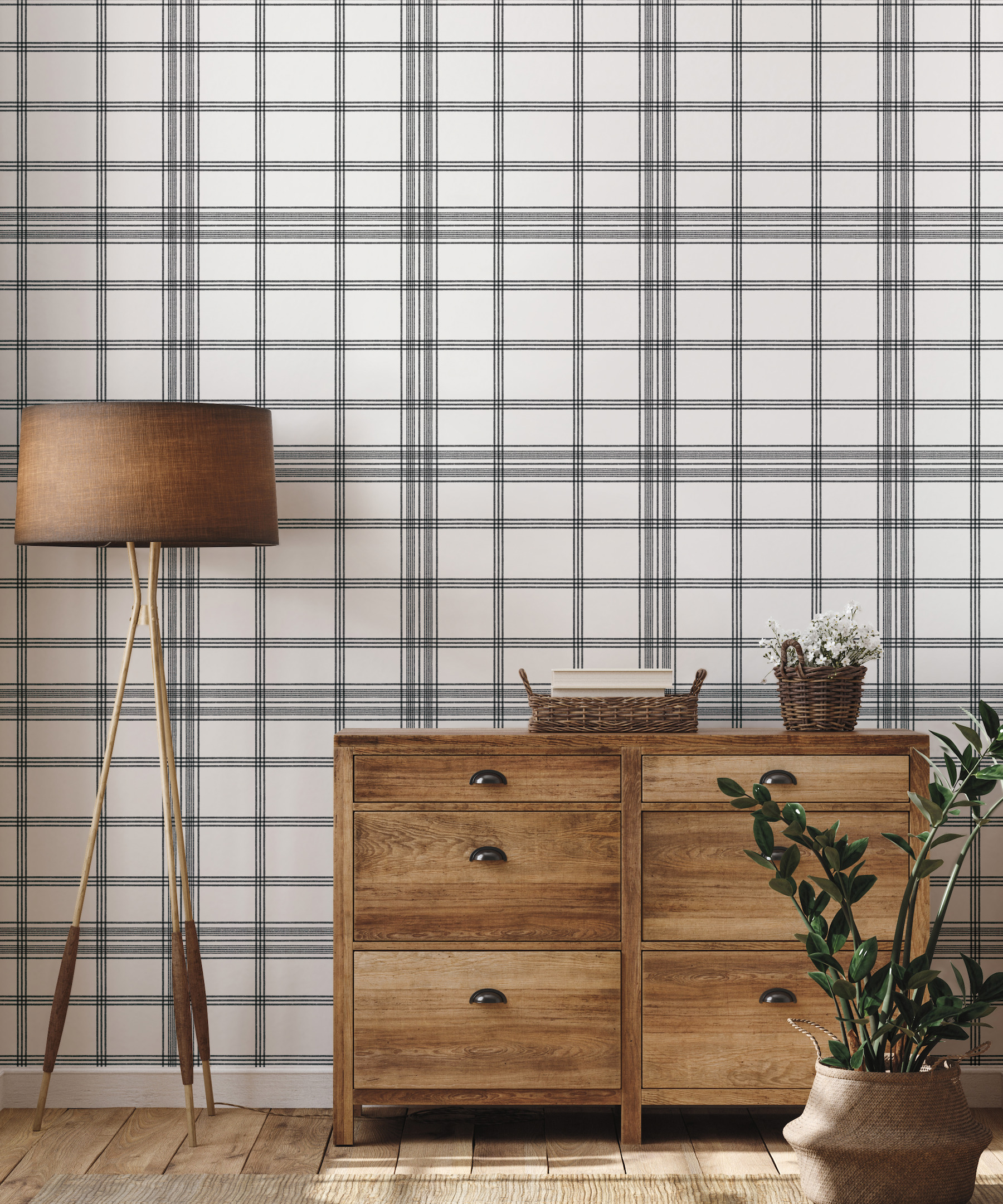 Charter Plaid Black Wallpaper