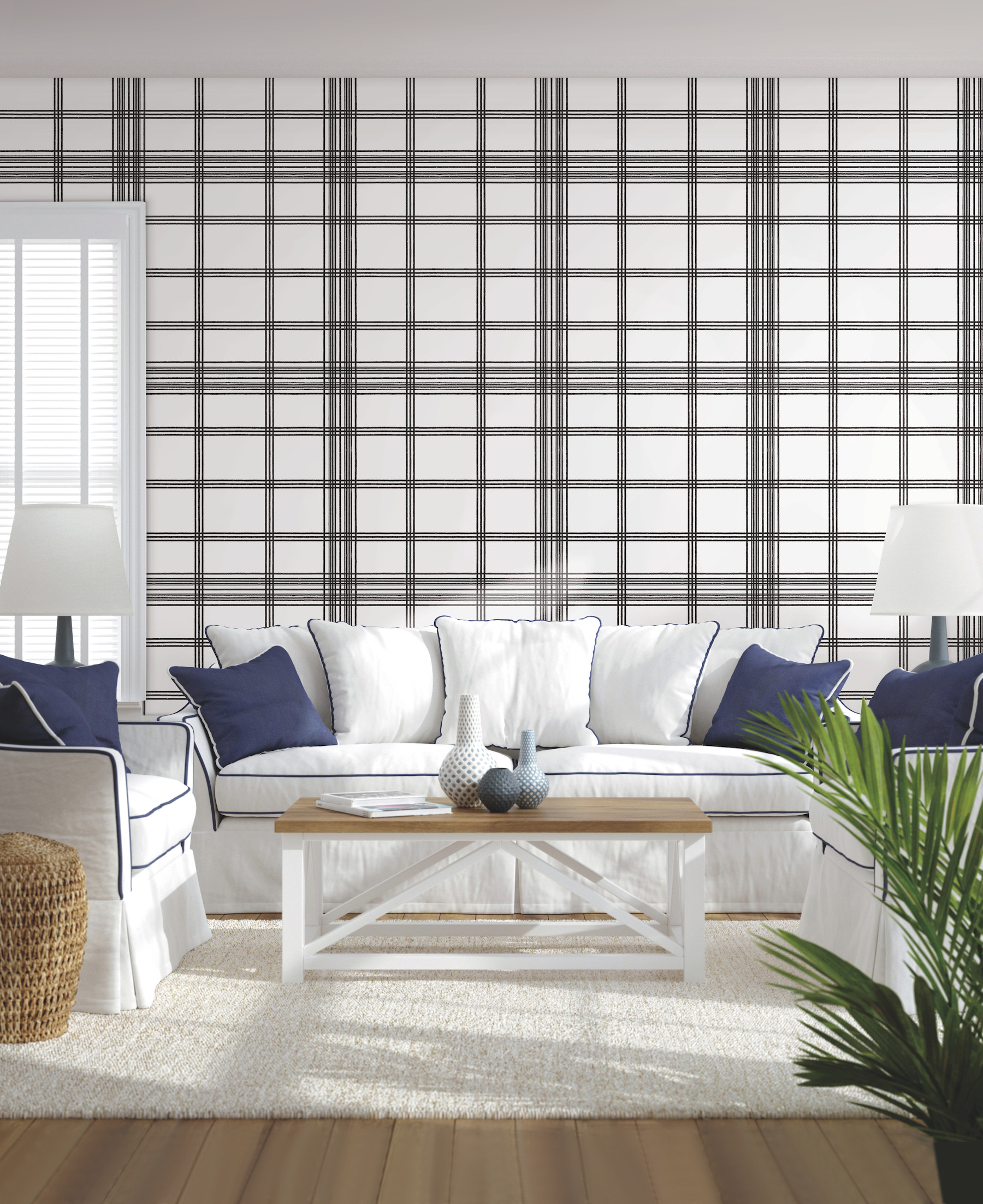 Charter Plaid Black Wallpaper