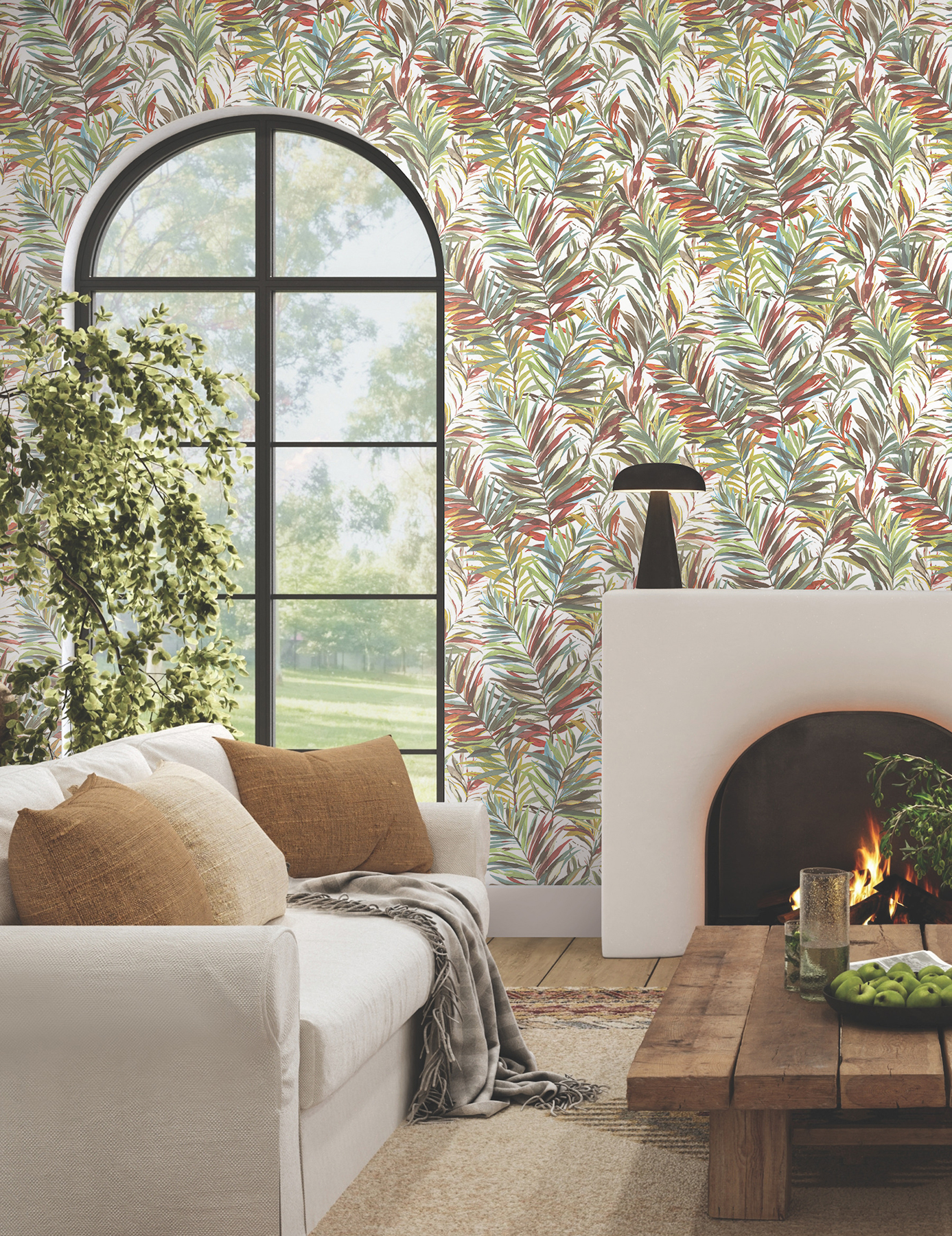 Swaying Palms Rouge & Mink Wallpaper
