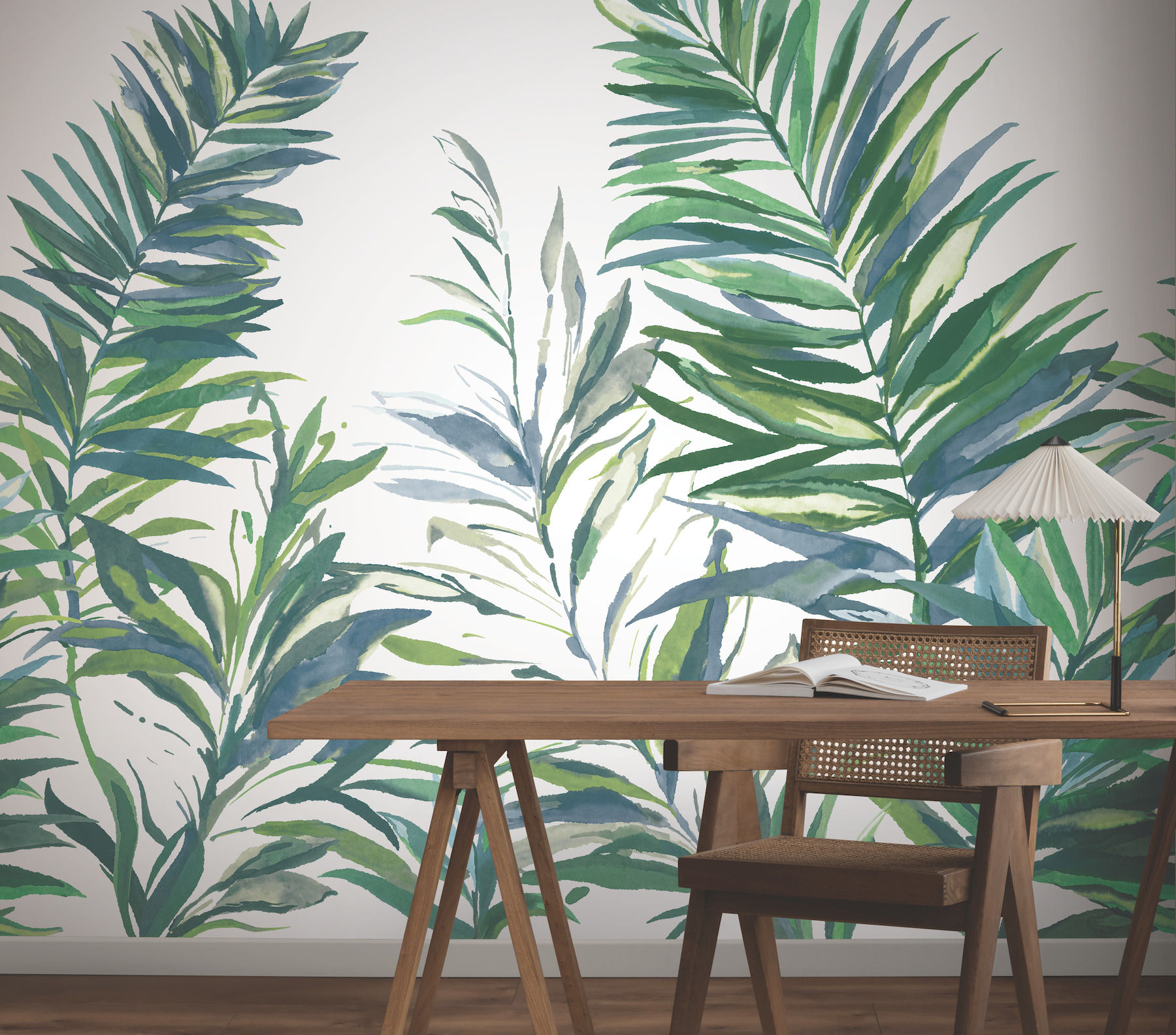 Swaying Palms Green & Blue Mural