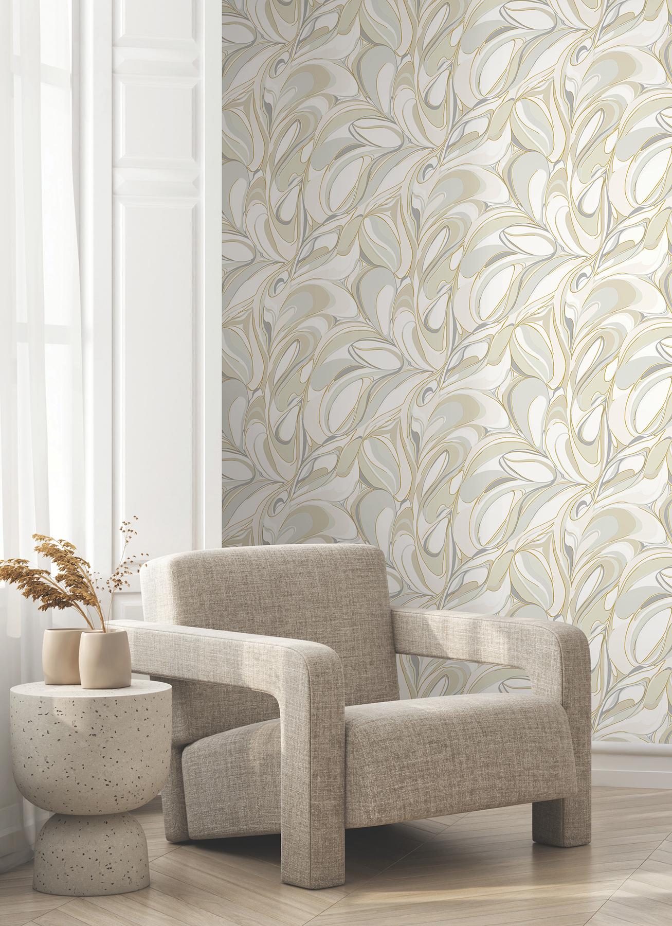 Achate Beige & Grey Wallpaper