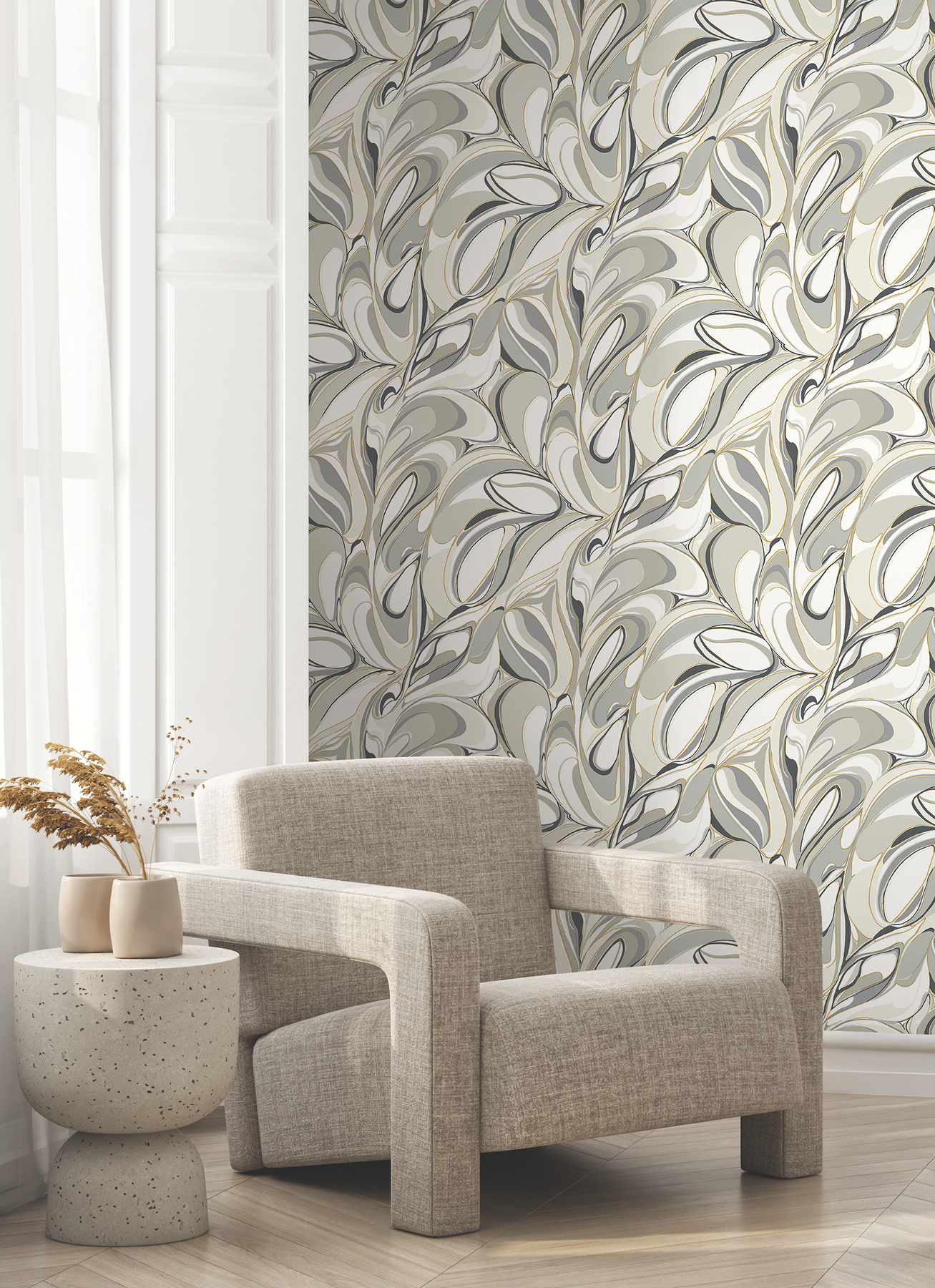 Achate Black & Grey Wallpaper