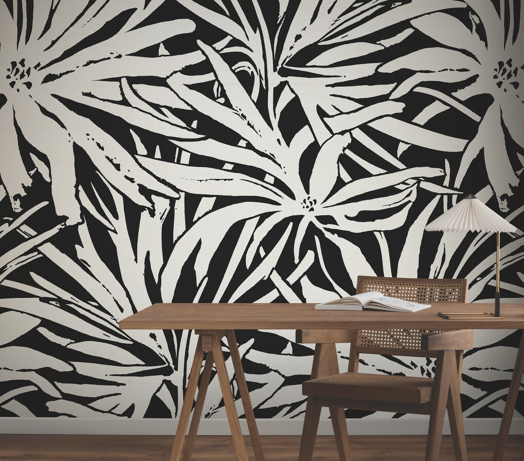 Floral Canopy Black Mural