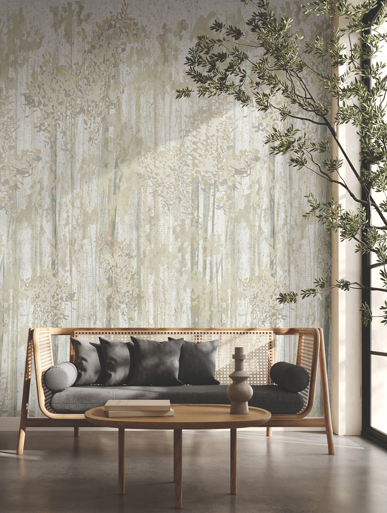 Aspen Grove Beige Mural