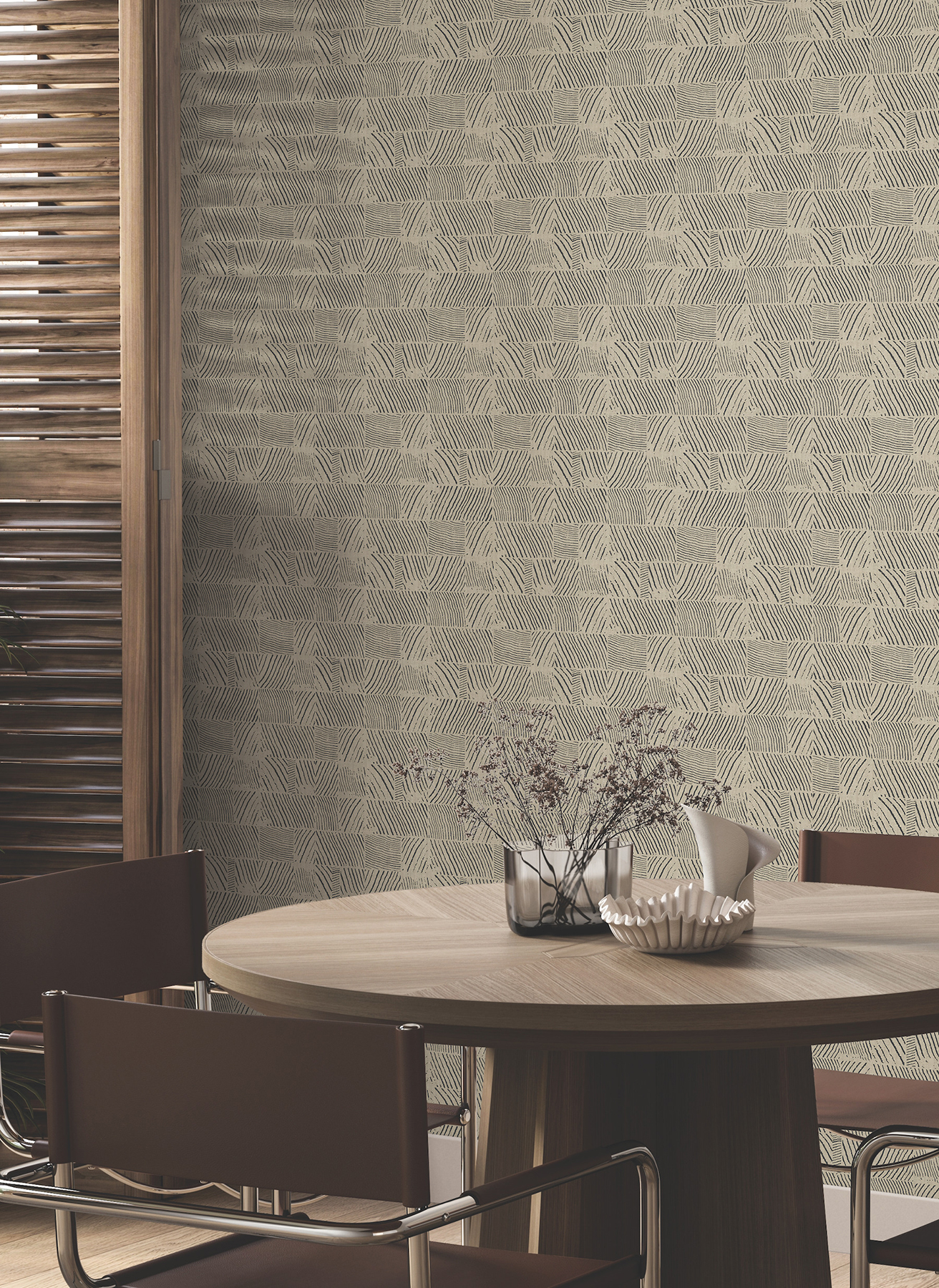 Woodcut Black & Linen Wallpaper
