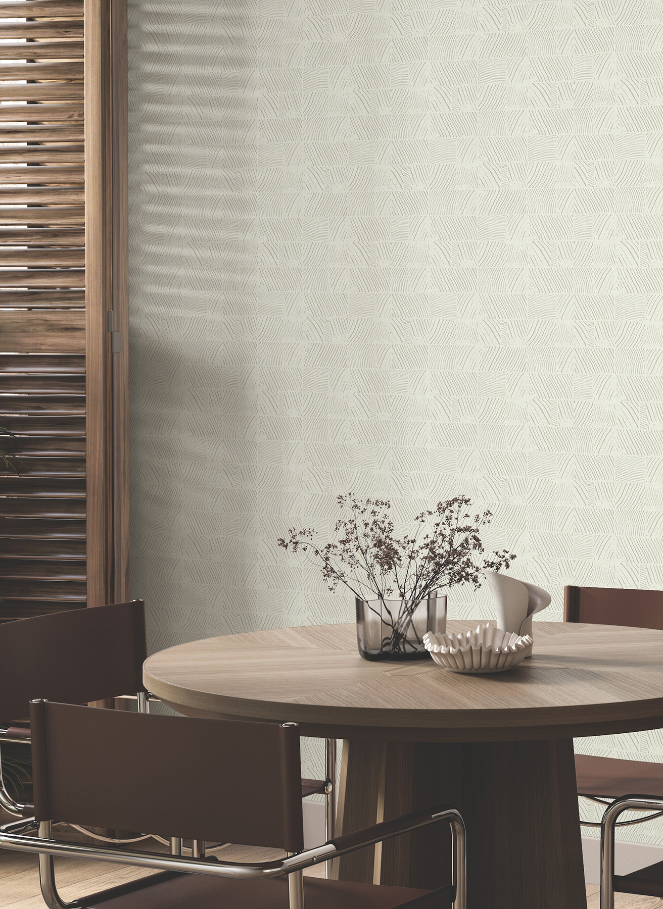 Woodcut Grey & White Wallpaper