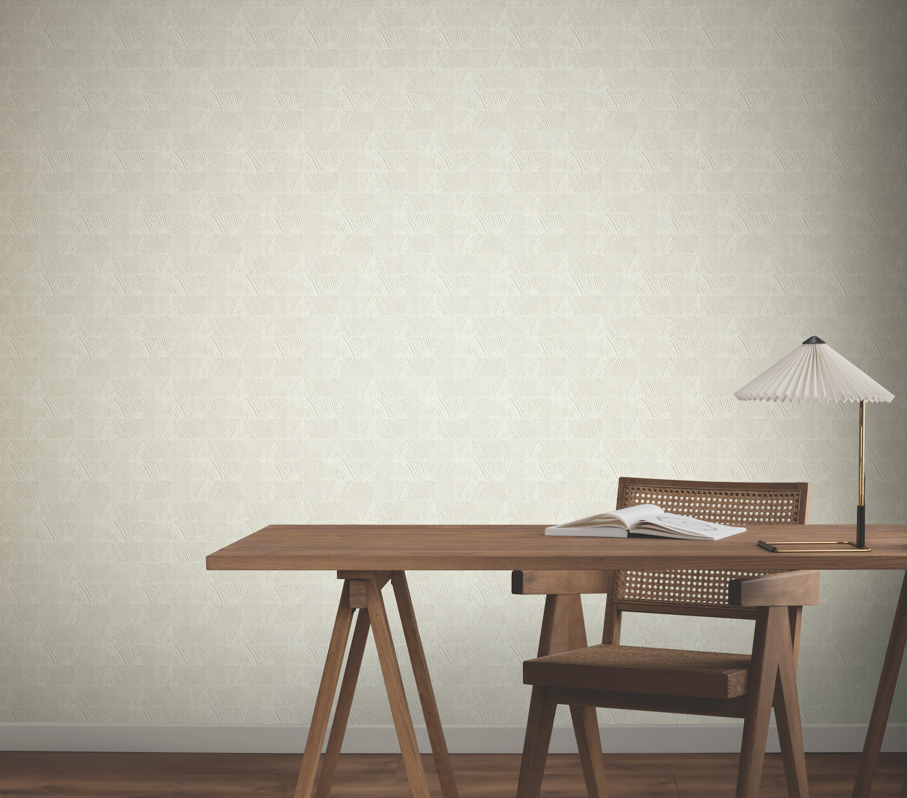 Woodcut Grey & White Wallpaper