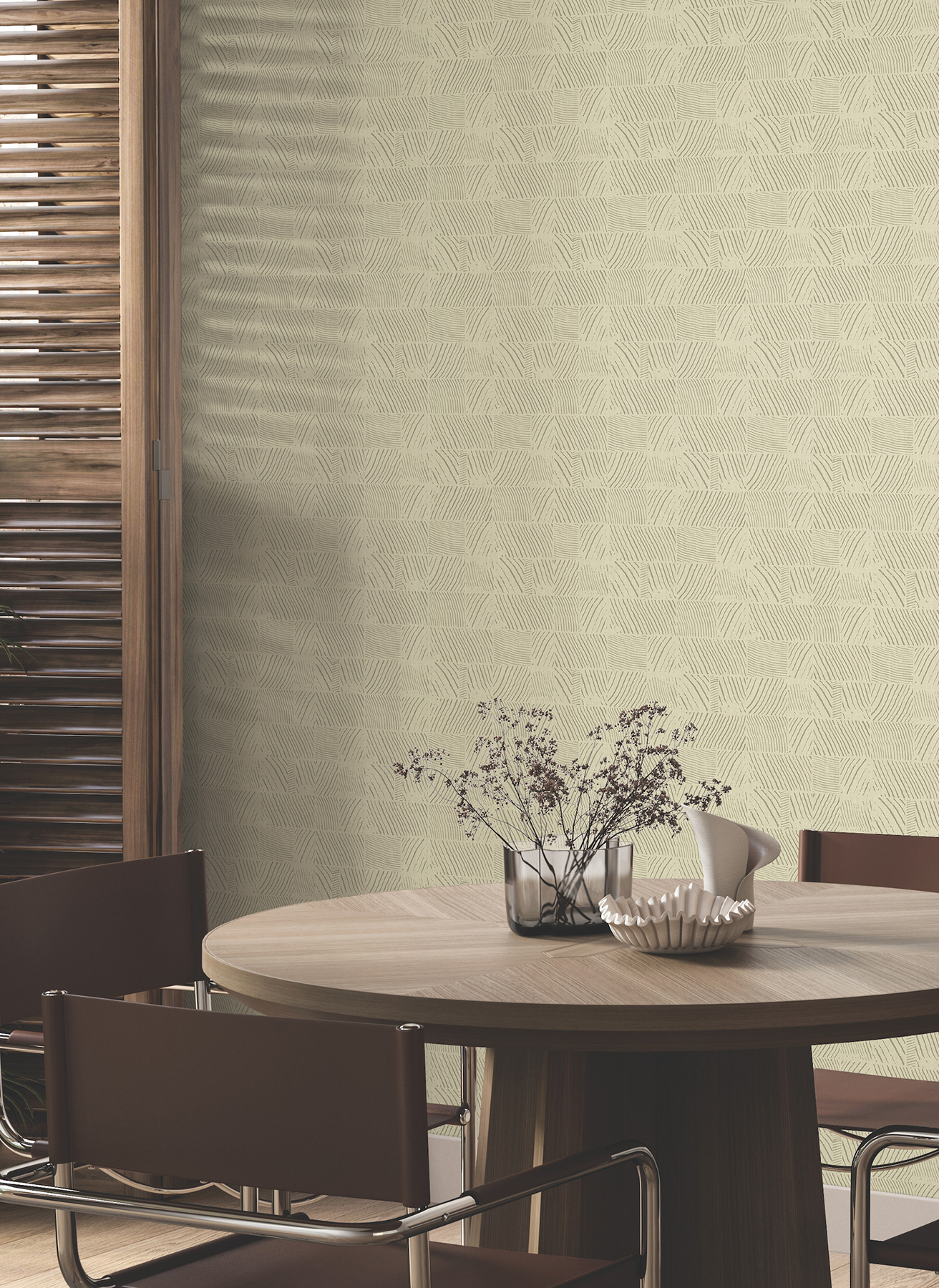 Woodcut Beige Wallpaper