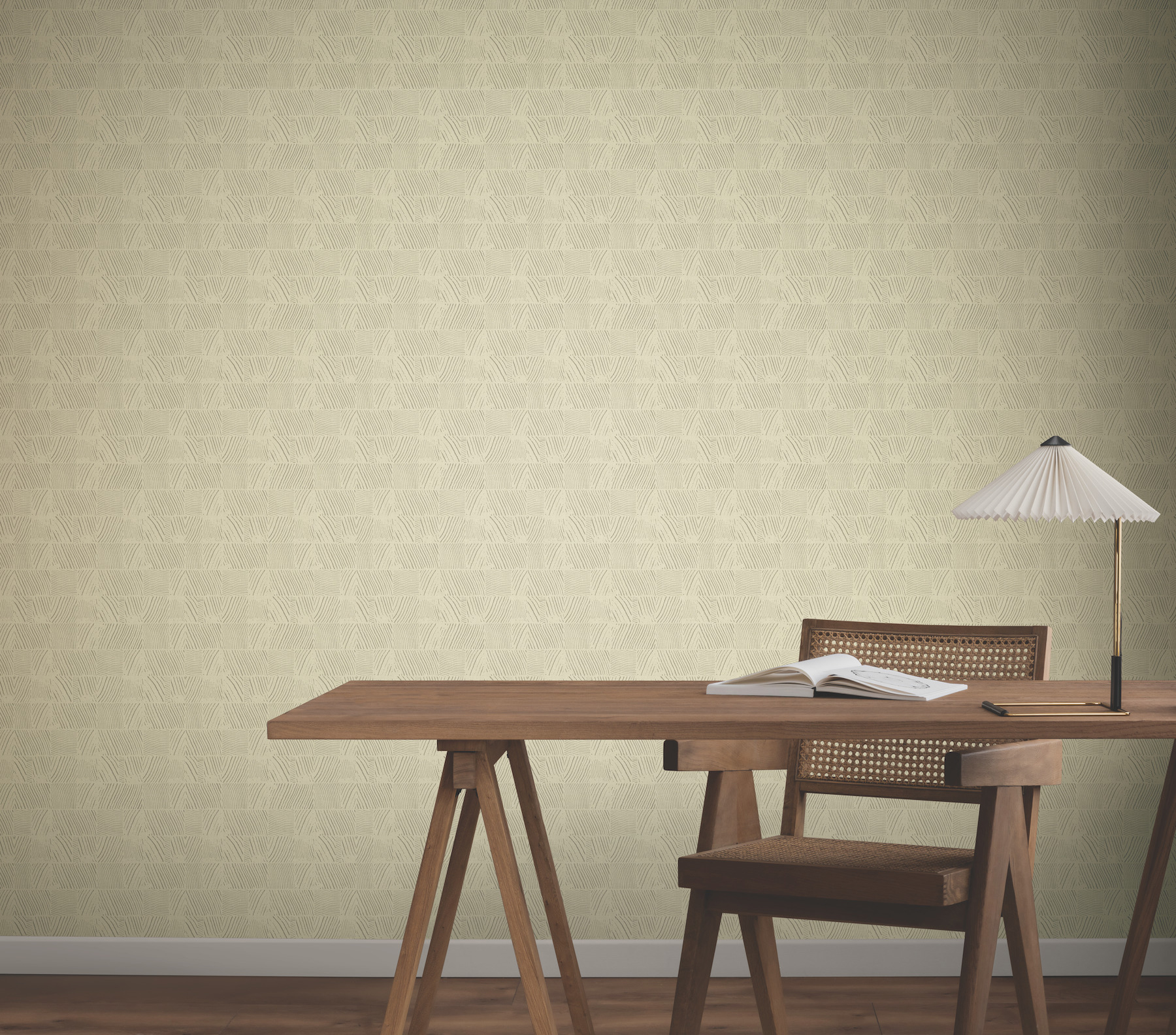 Woodcut Beige Wallpaper