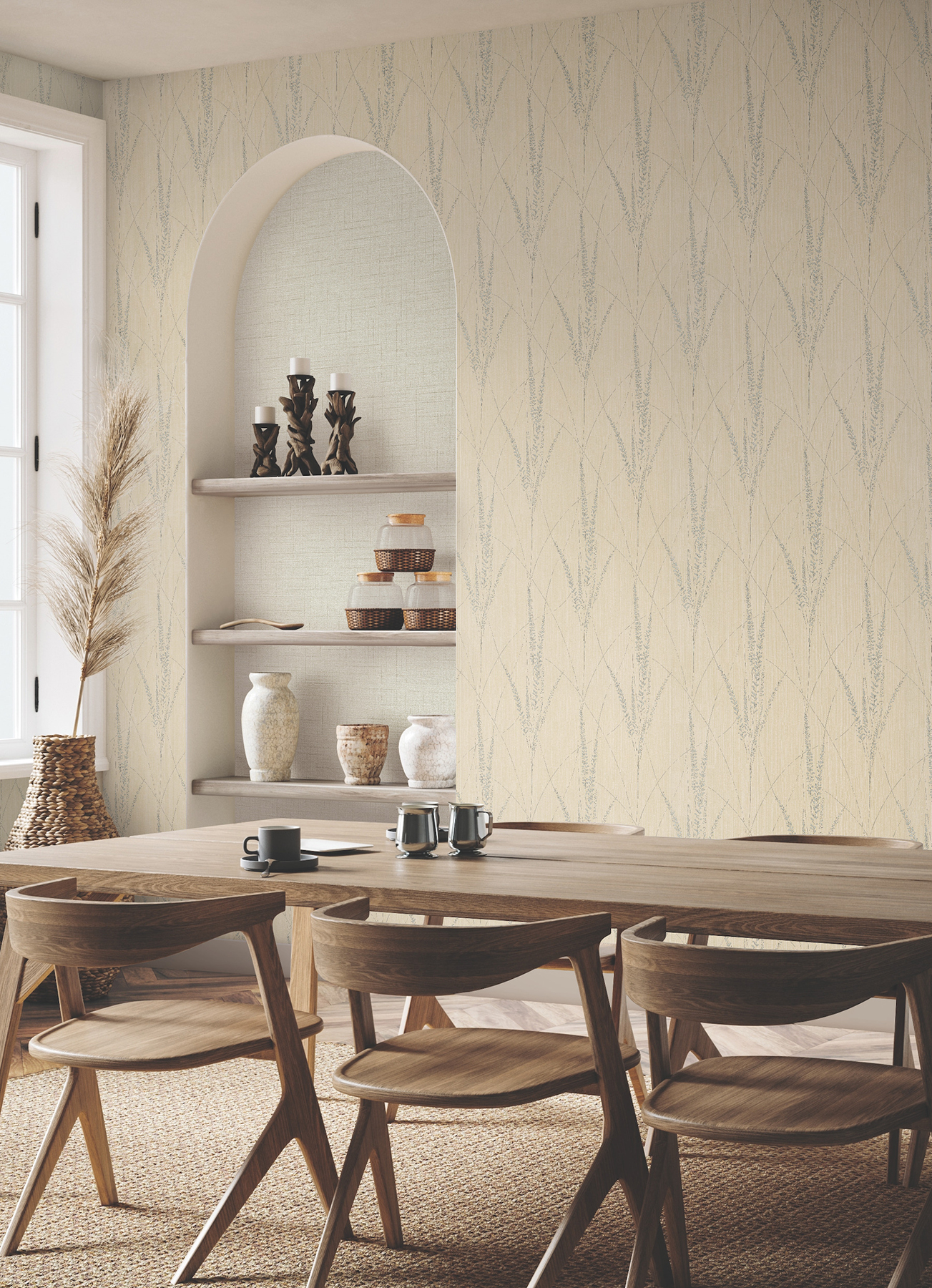 Graceful Willow Putty Wallpaper