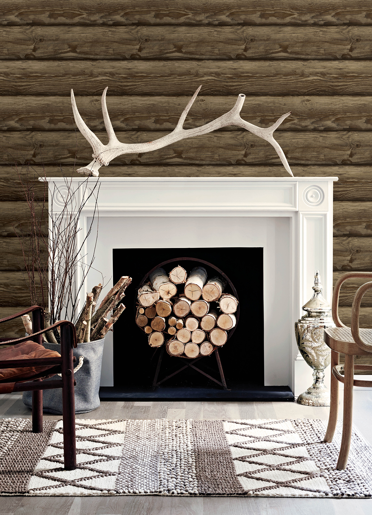 Bunkhouse Mahogany Wallpaper