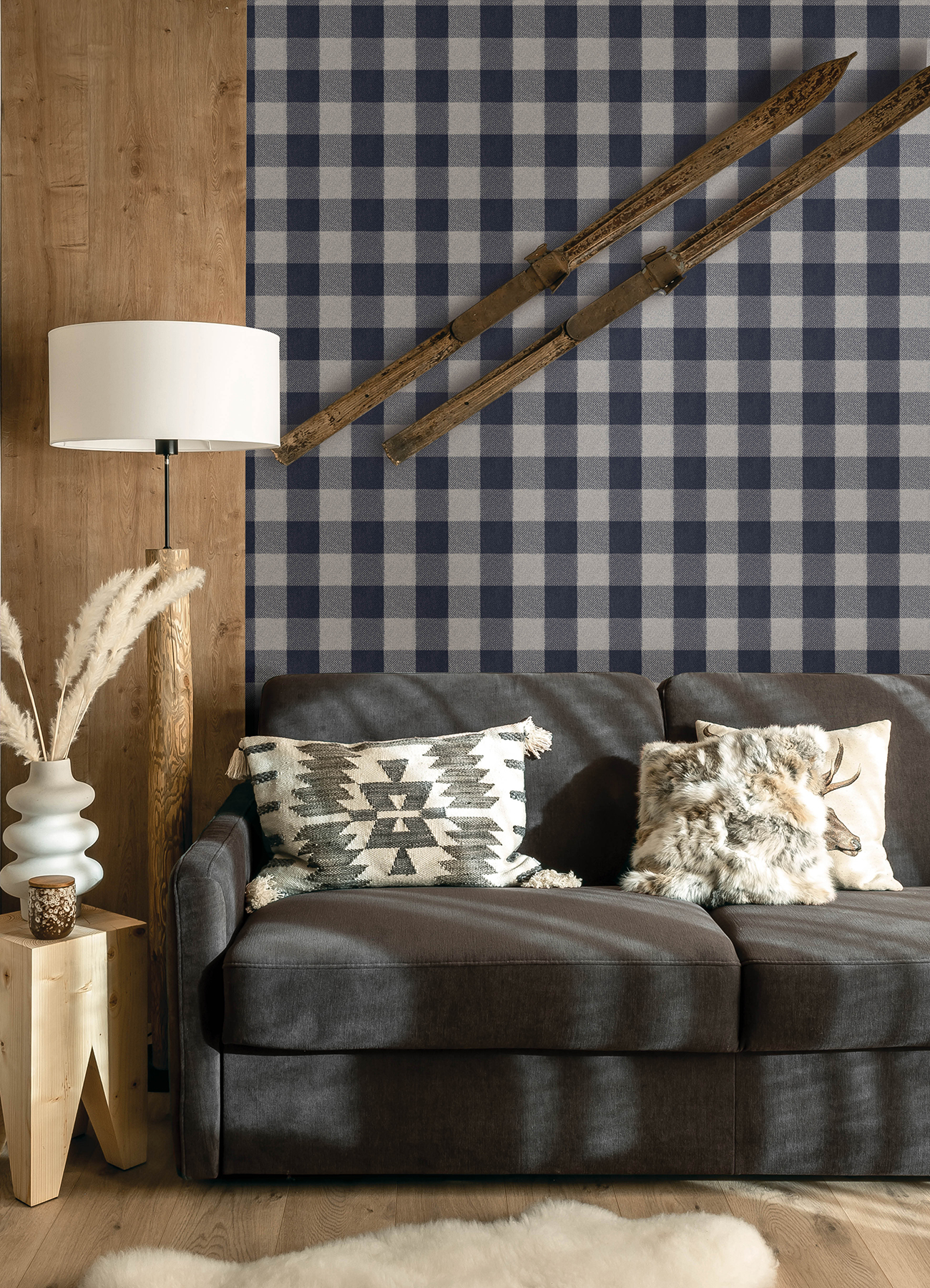 Lumberjack Navy Wallpaper