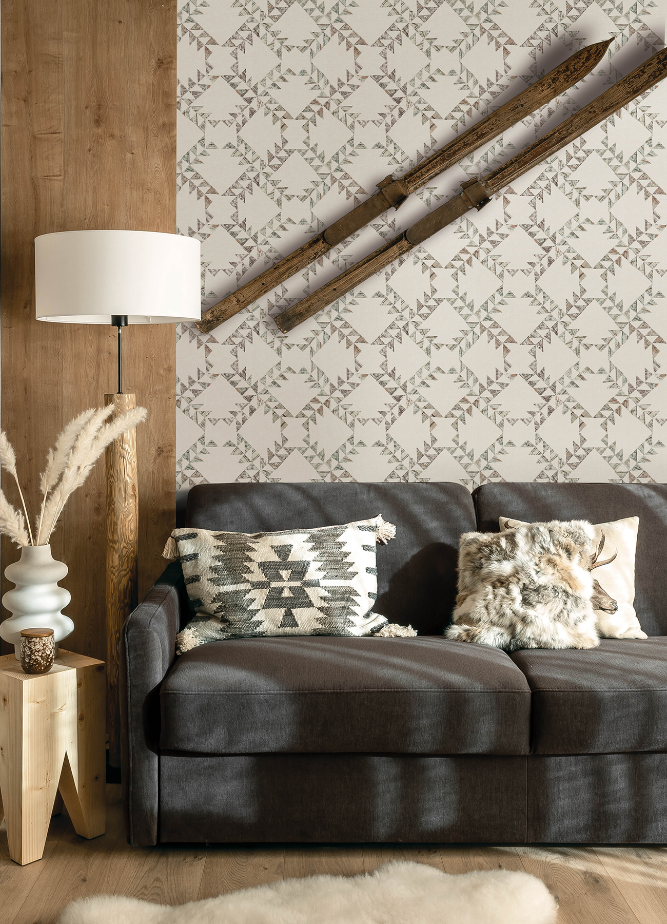 Scrap Quilt Light Brown Wallpaper