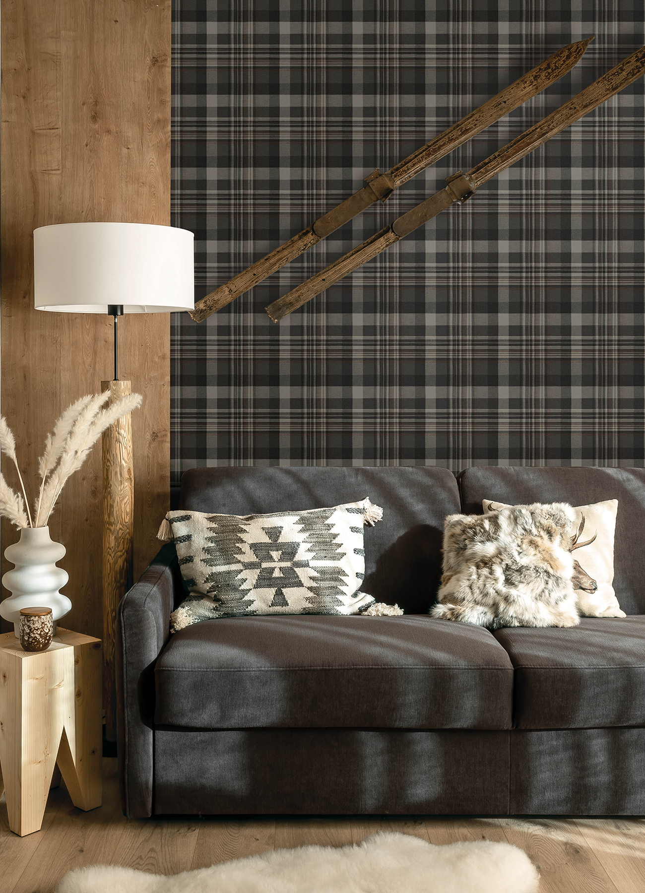 Dutton Plaid Charcoal Wallpaper