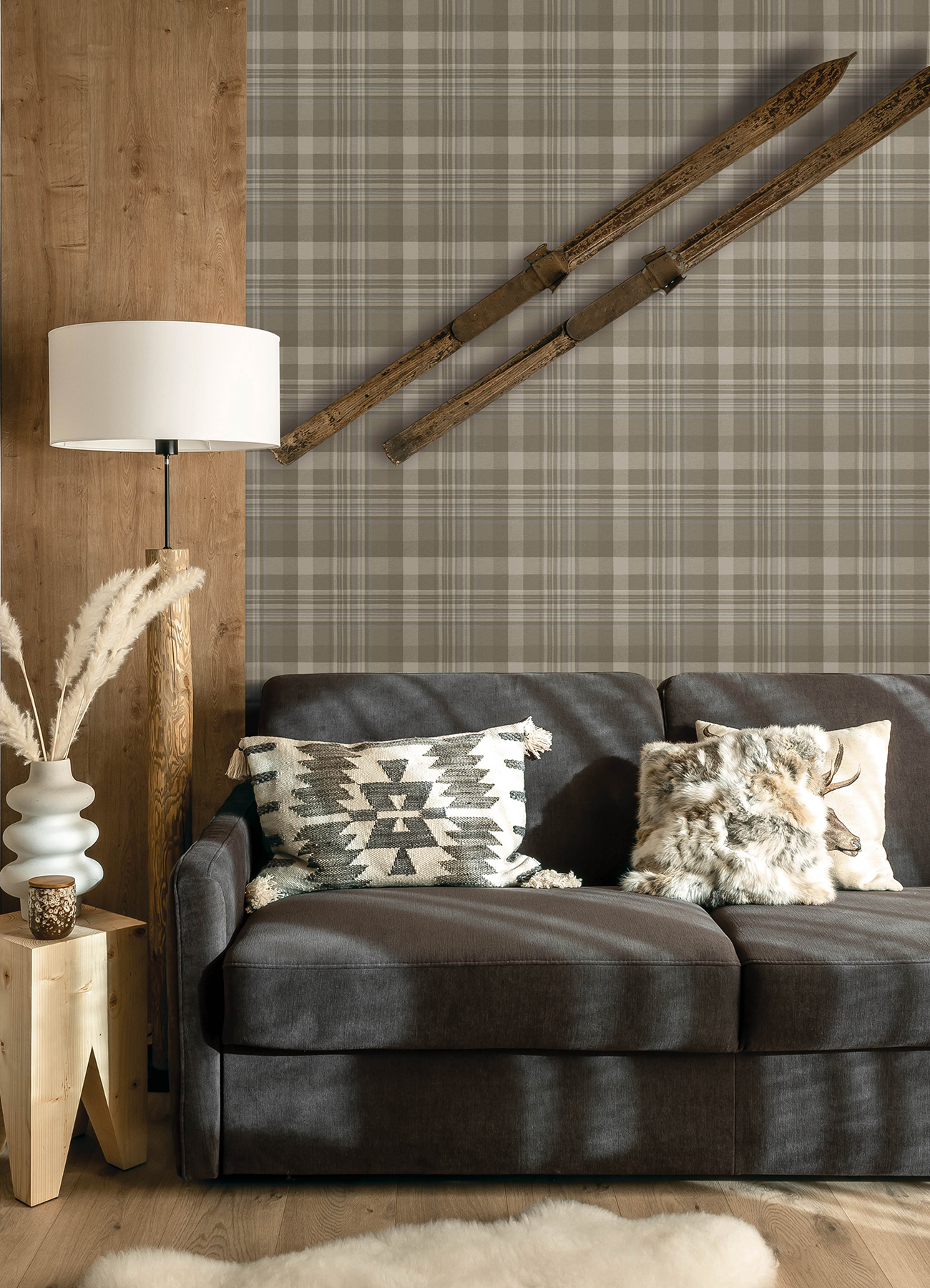 Dutton Plaid Light Brown Wallpaper