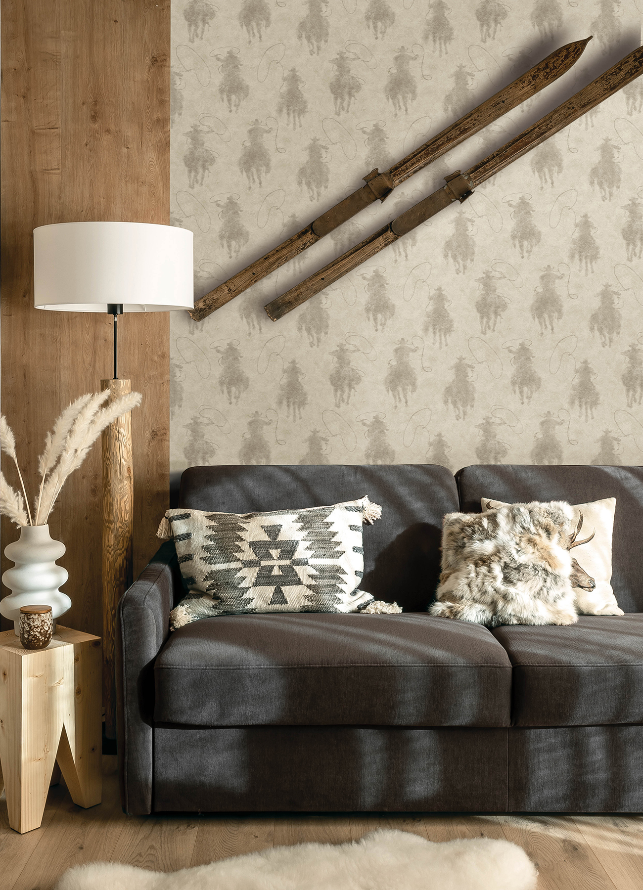 Stockman Silhouette Light Grey Wallpaper