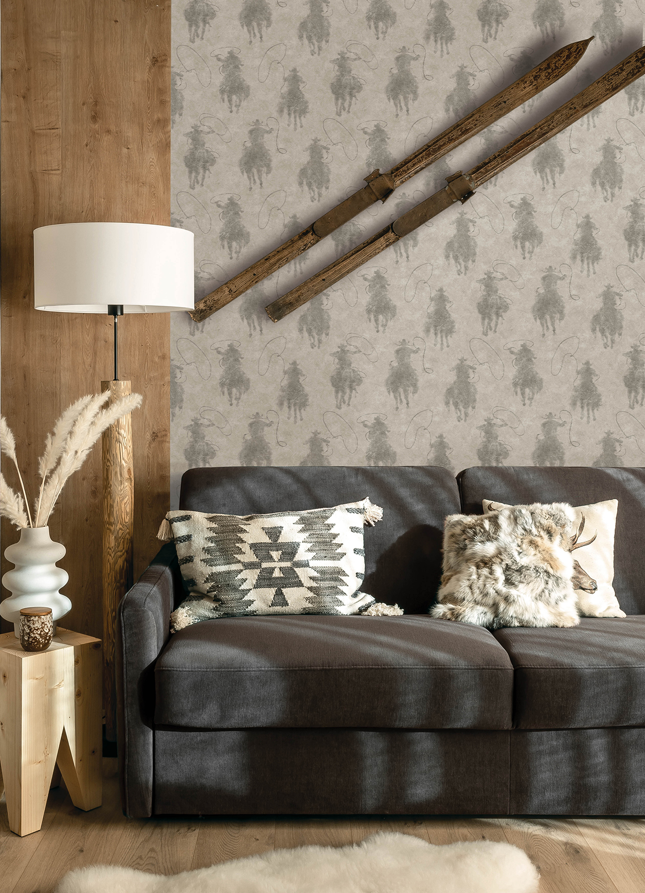 Stockman Silhouette Grey Wallpaper