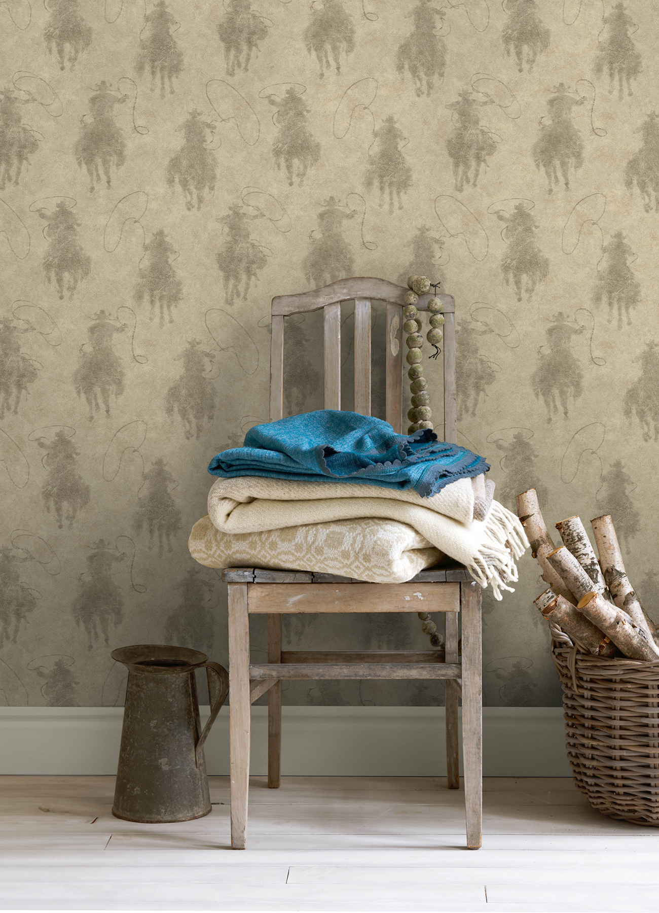 Stockman Silhouette Khaki Wallpaper