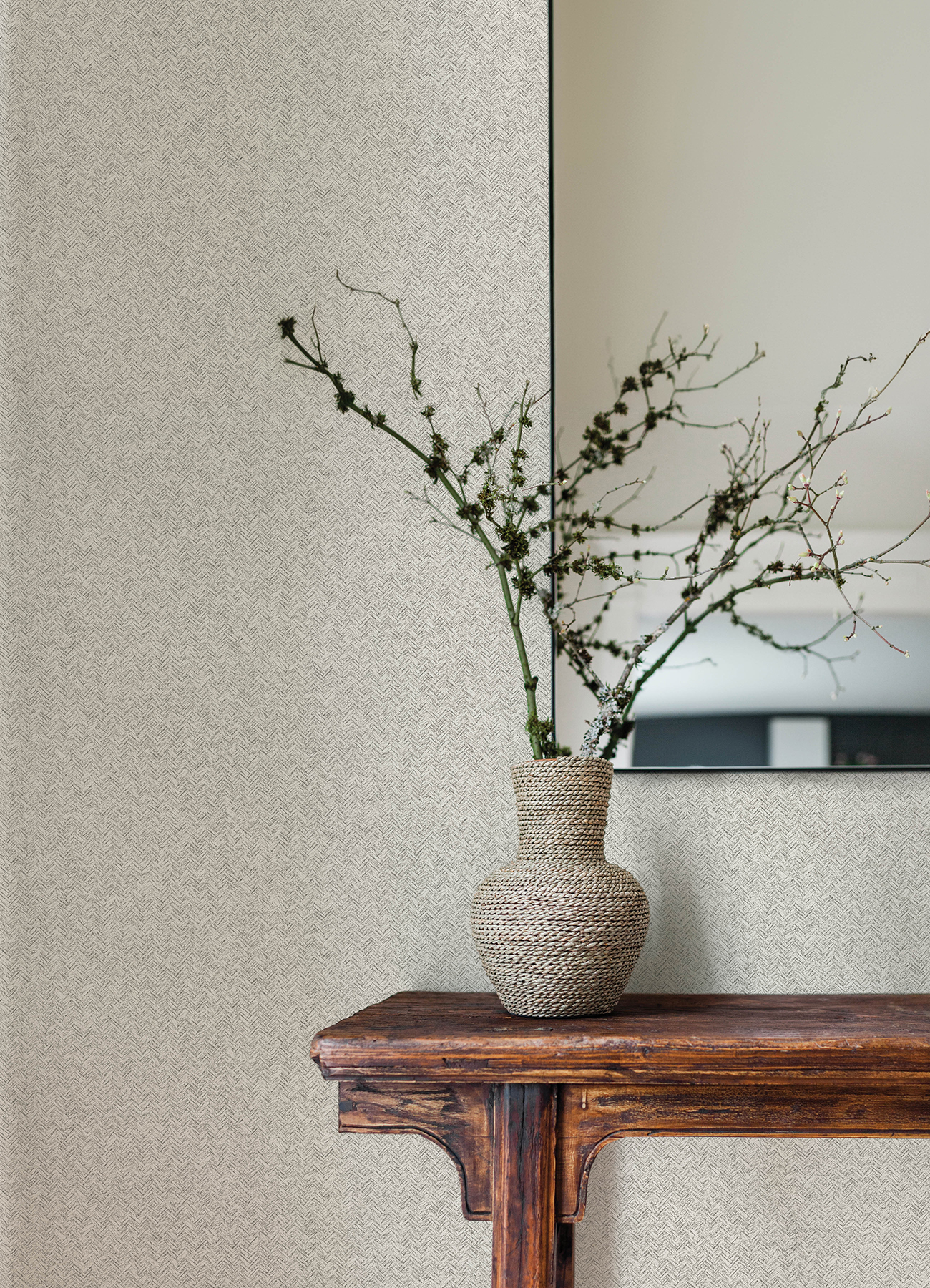 Woven Basket Light Grey Wallpaper