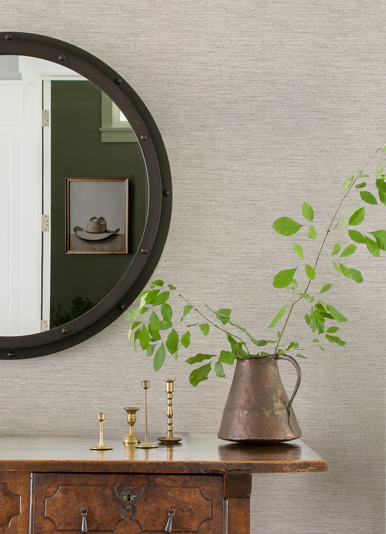 Wool Texture Pewter Wallpaper