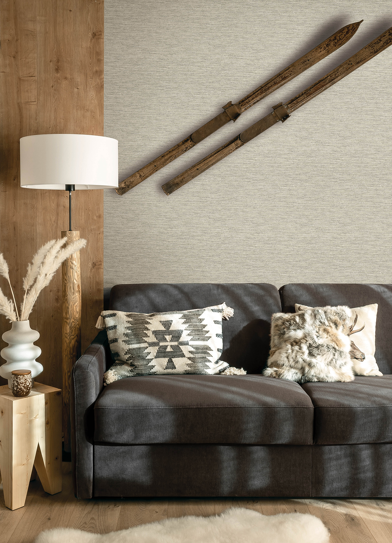Wool Texture Pewter Wallpaper
