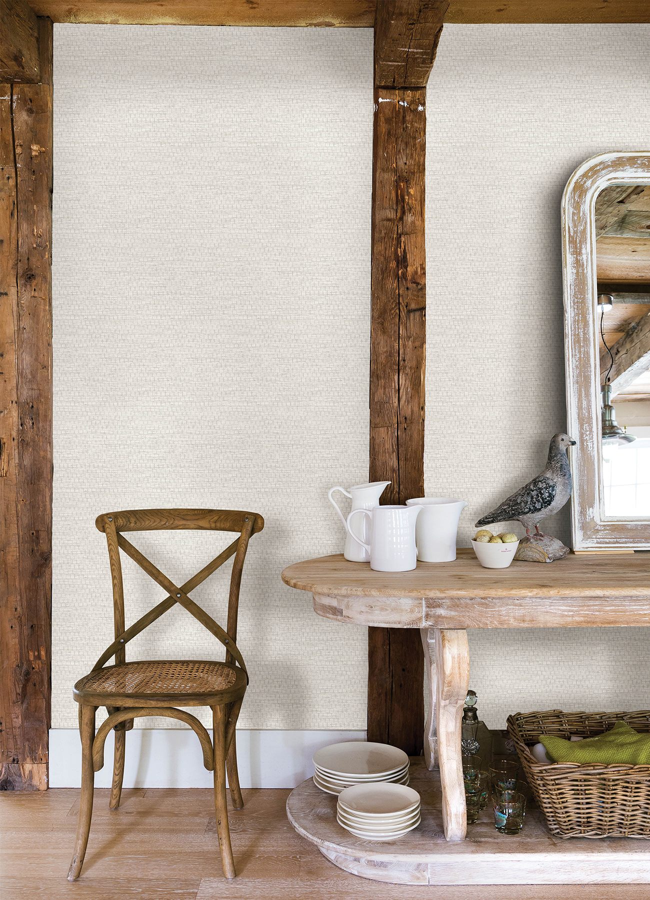 Plaited Grass White Wallpaper