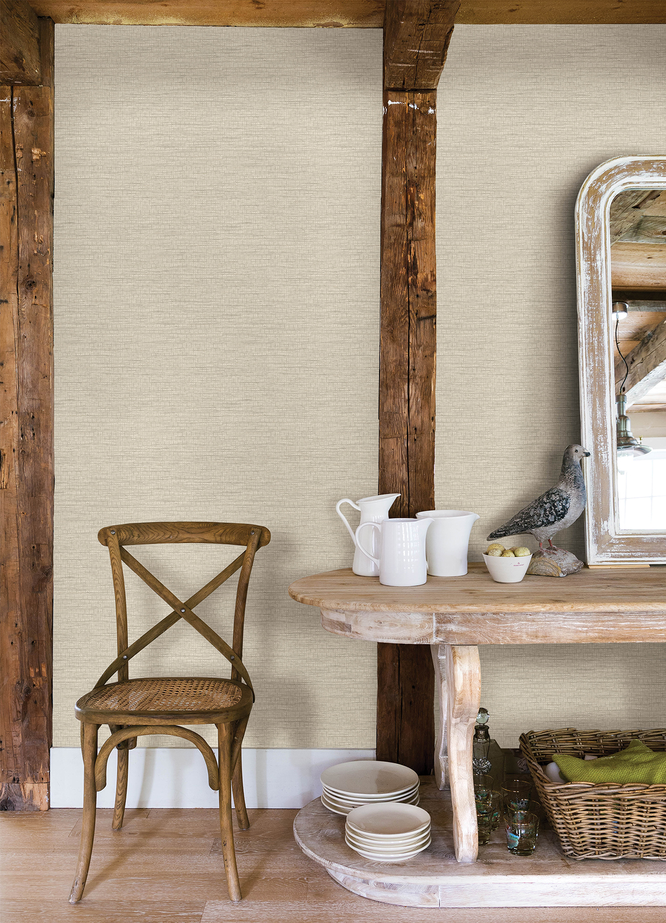 Plaited Grass Light Grey Wallpaper