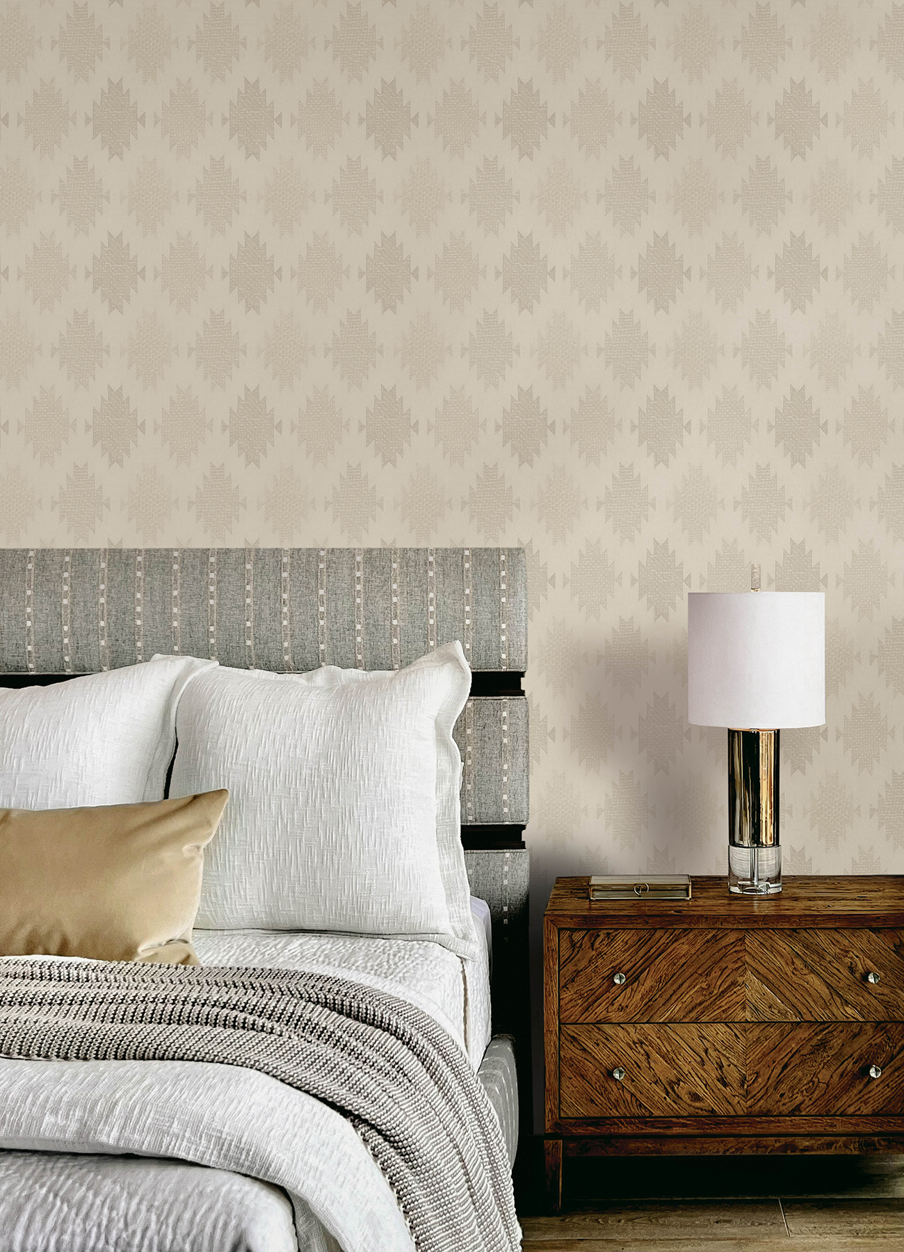 Stitched Heirloom Khaki Wallpaper