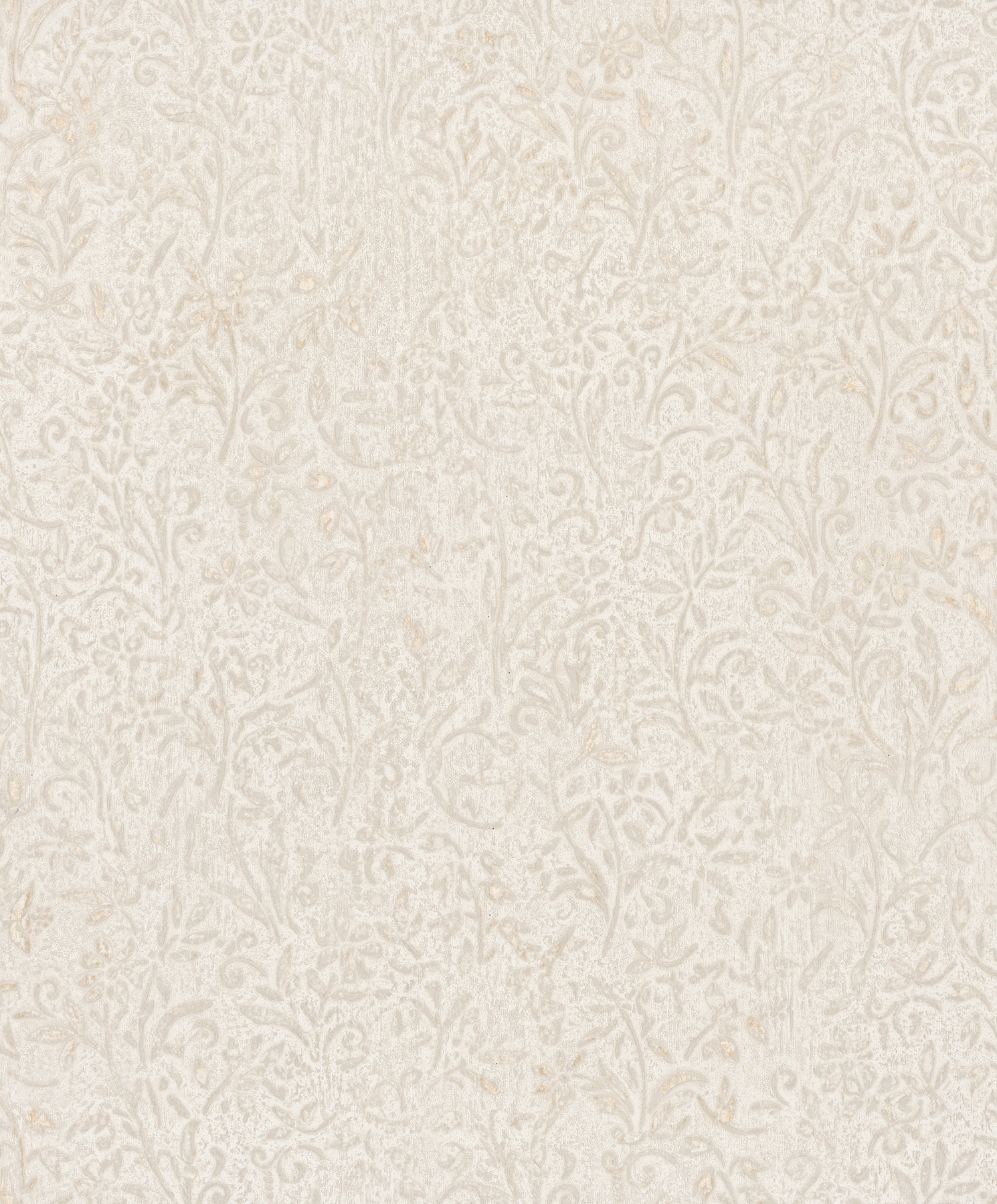 Sculpted Floral Beige Relief Wallpaper
