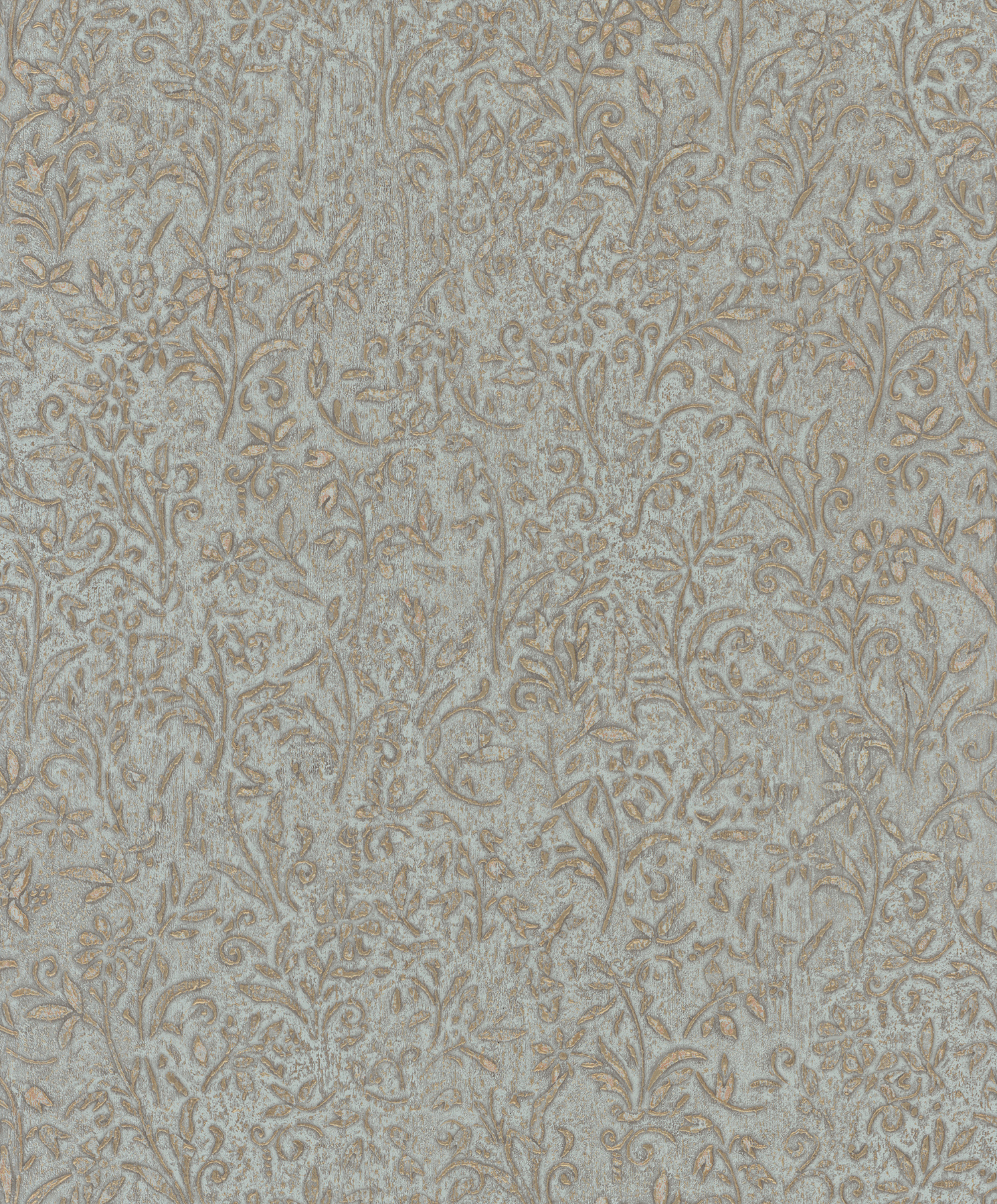 Sculpted Floral Gold Relief Wallpaper