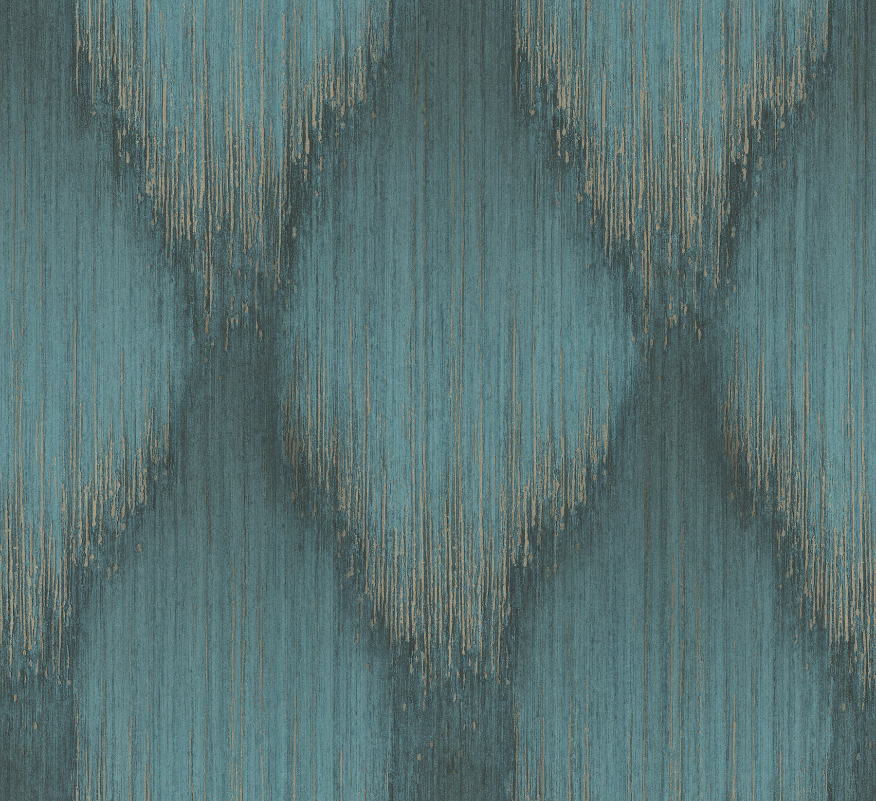 Starfall Teal Metallic Ikat Wallpaper