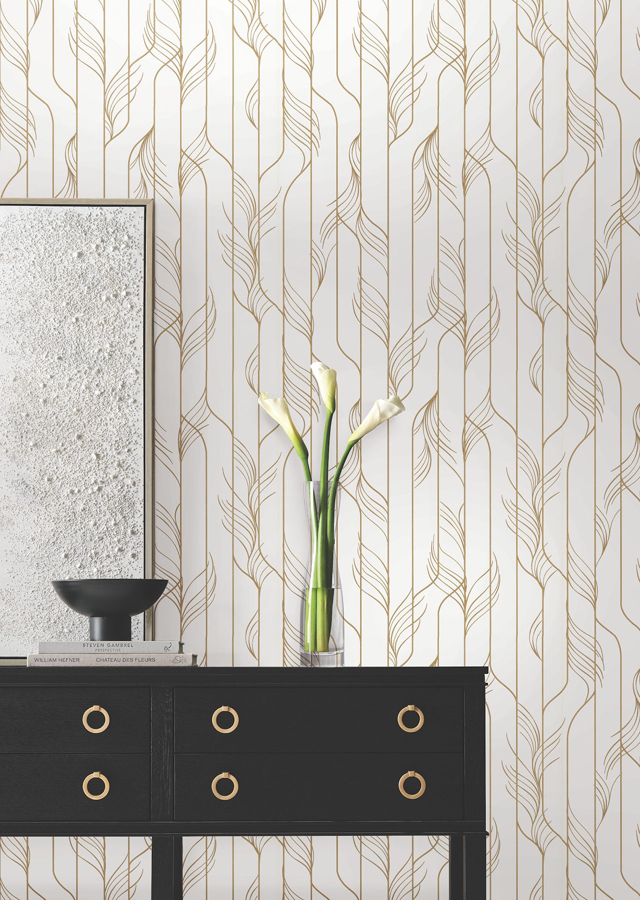Elemental Thread White & Gold Wallpaper