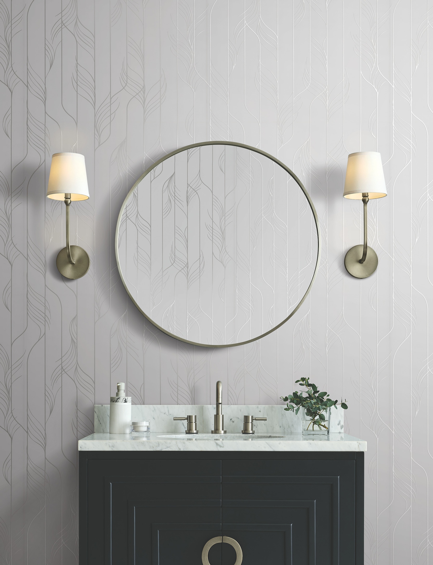 Elemental Thread White & Silver Wallpaper