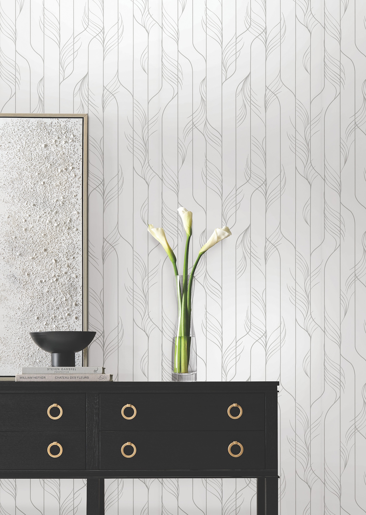 Elemental Thread White & Silver Wallpaper