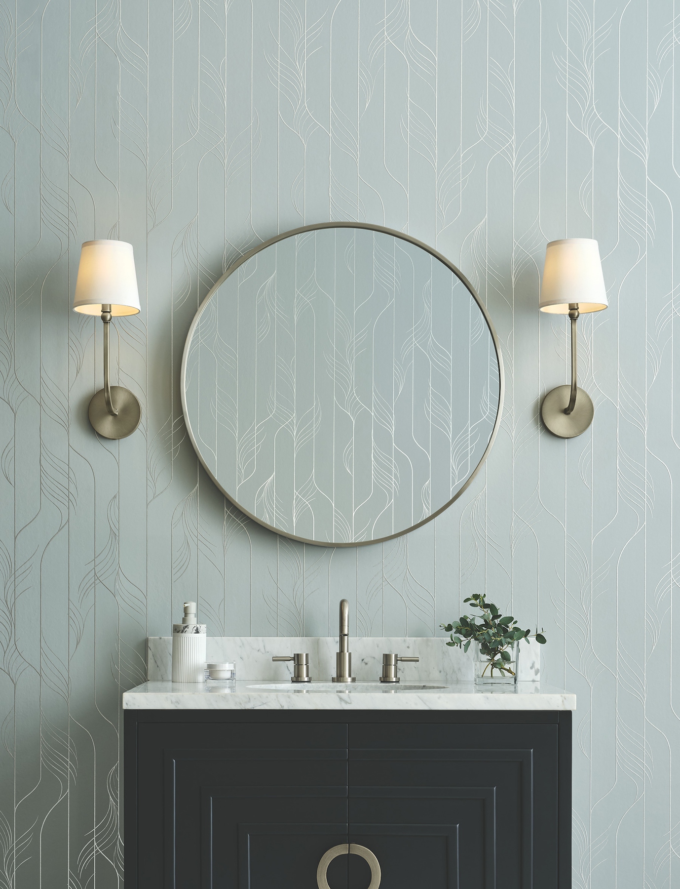 Elemental Thread Blue & Silver Wallpaper